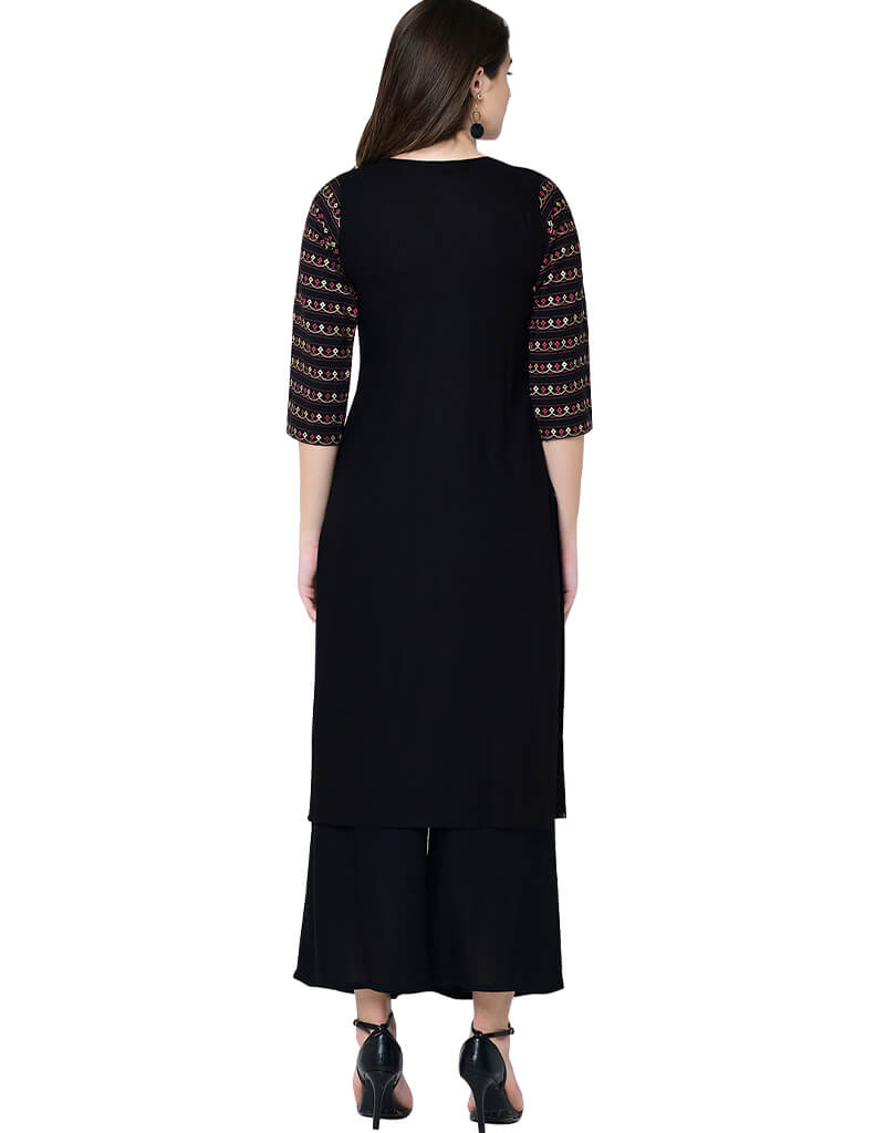 Black Rayon Palazzo Pants for Women - High Waisted Wide Leg Trousers - Comfortable & Flowy for Office, Travel & Casual Wear