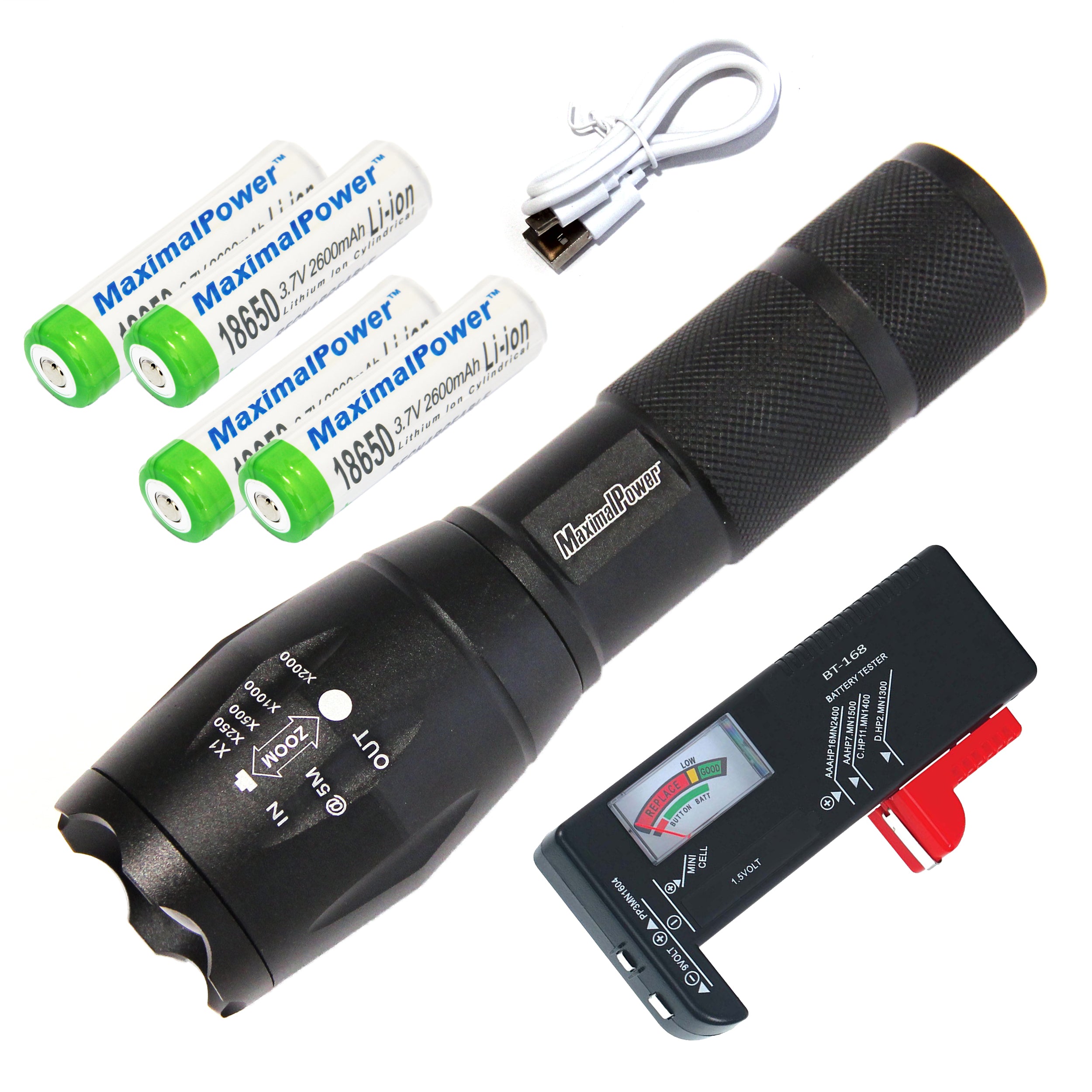 MaximalPower Mini LED Flashlight - Ultra Bright 1000 Lumens, 18650 Rechargeable Battery, Waterproof & Durable for Camping, Hiking, Emergency, Outdoor Adventures