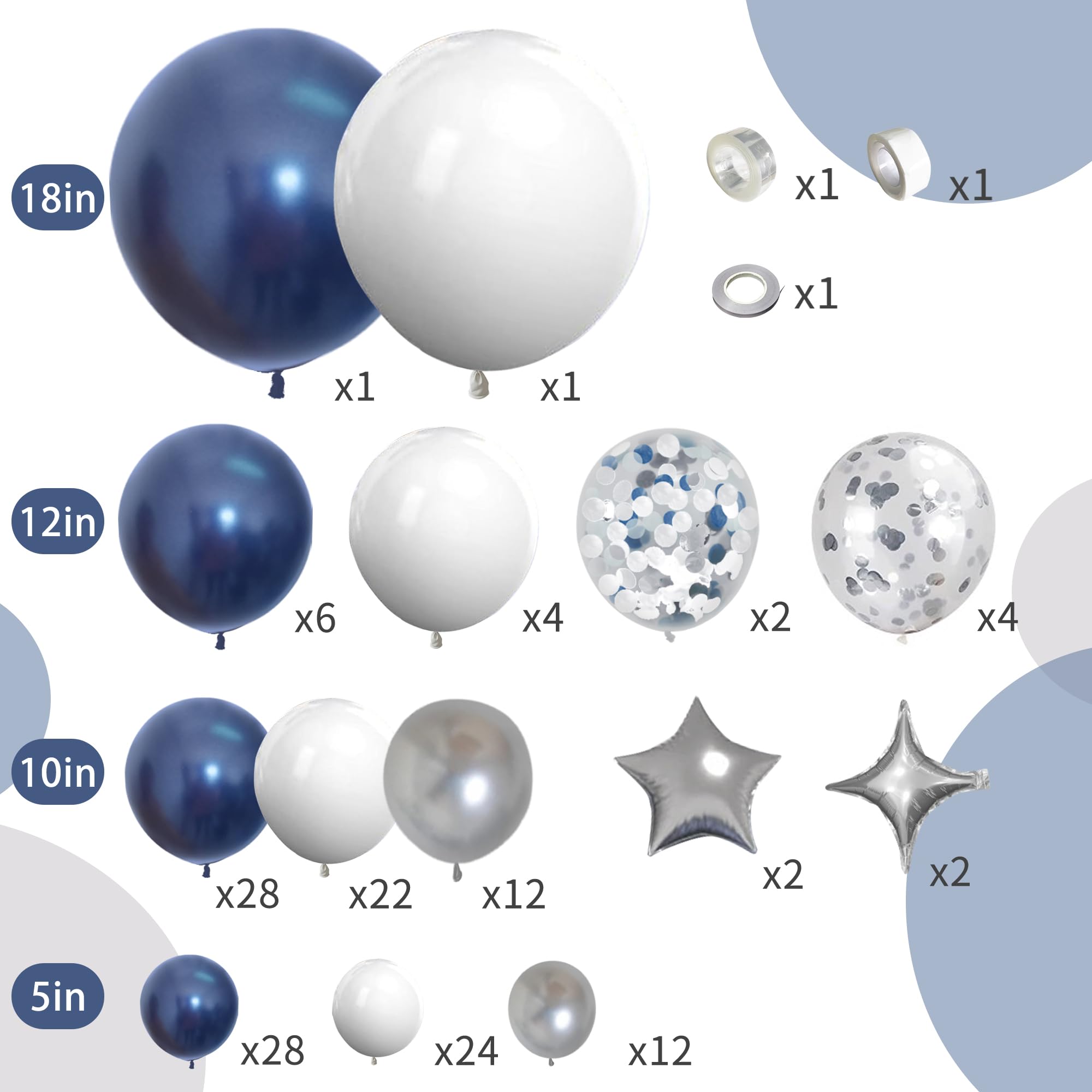 151pcs Navy Blue & Silver Balloons Garland Arch Kit - Graduation, Prom, Birthday, Wedding, Retirement Party Decorations | Class of 2024, New Year's Eve Celebration Backdrop & Photo Booth Background
