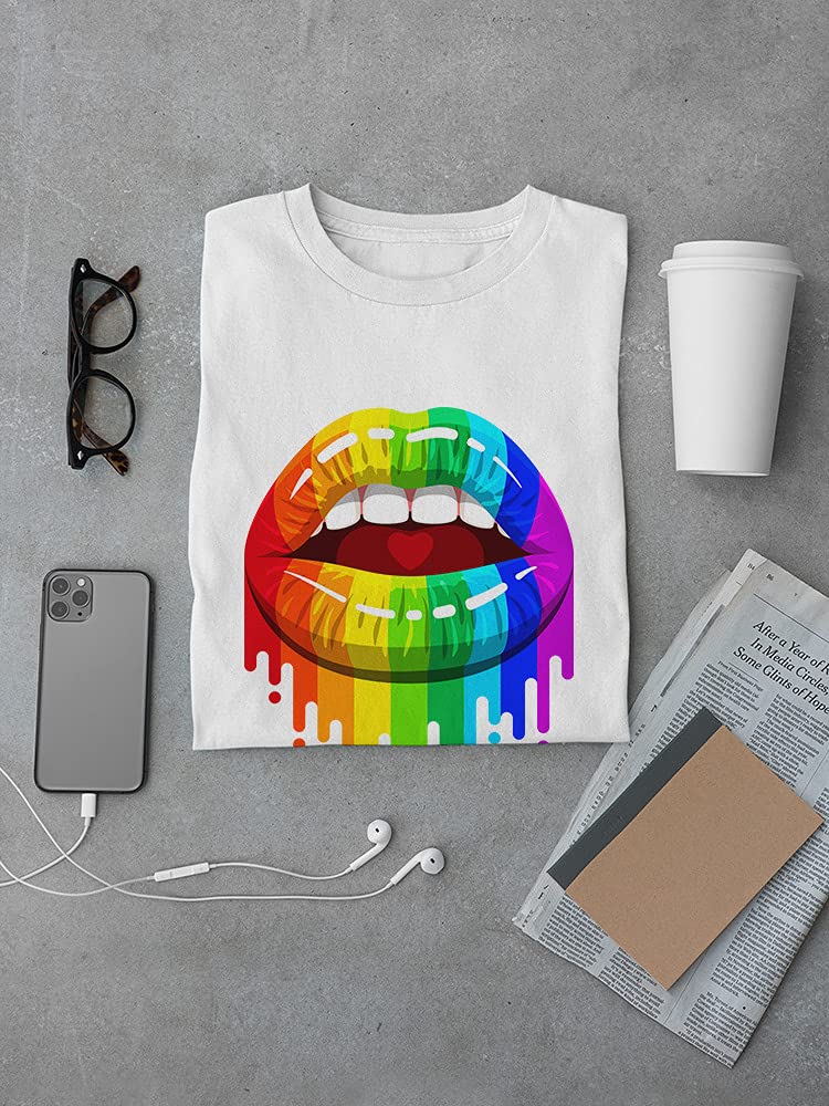 Rainbow Glossy Lipstick Print T-Shirt for Men - Trendy Graphic Tee for Casual Wear, Parties & Street Style