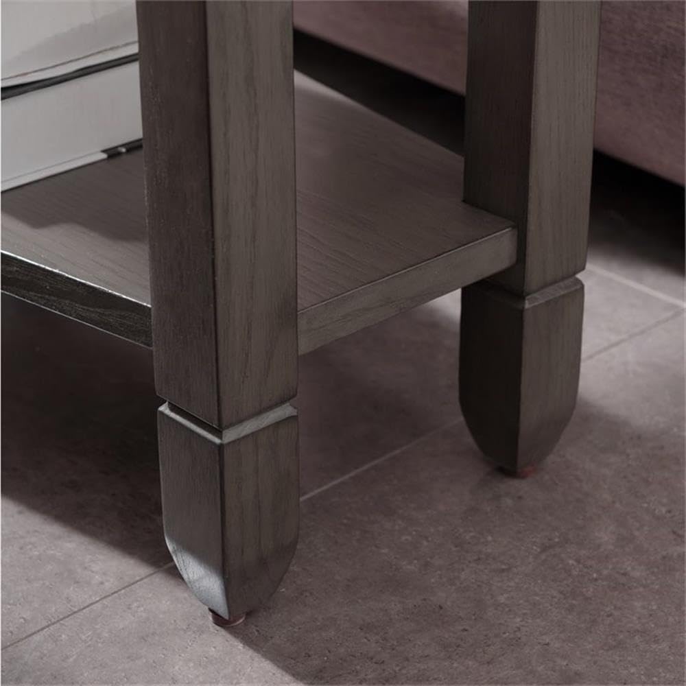 BOWERY HILL Wood Wedge Table with Shelf - Smoke Gray/Black Slate End Table for Living Room, Bedroom & Office - Modern Side Table with Storage Shelf for Small Spaces