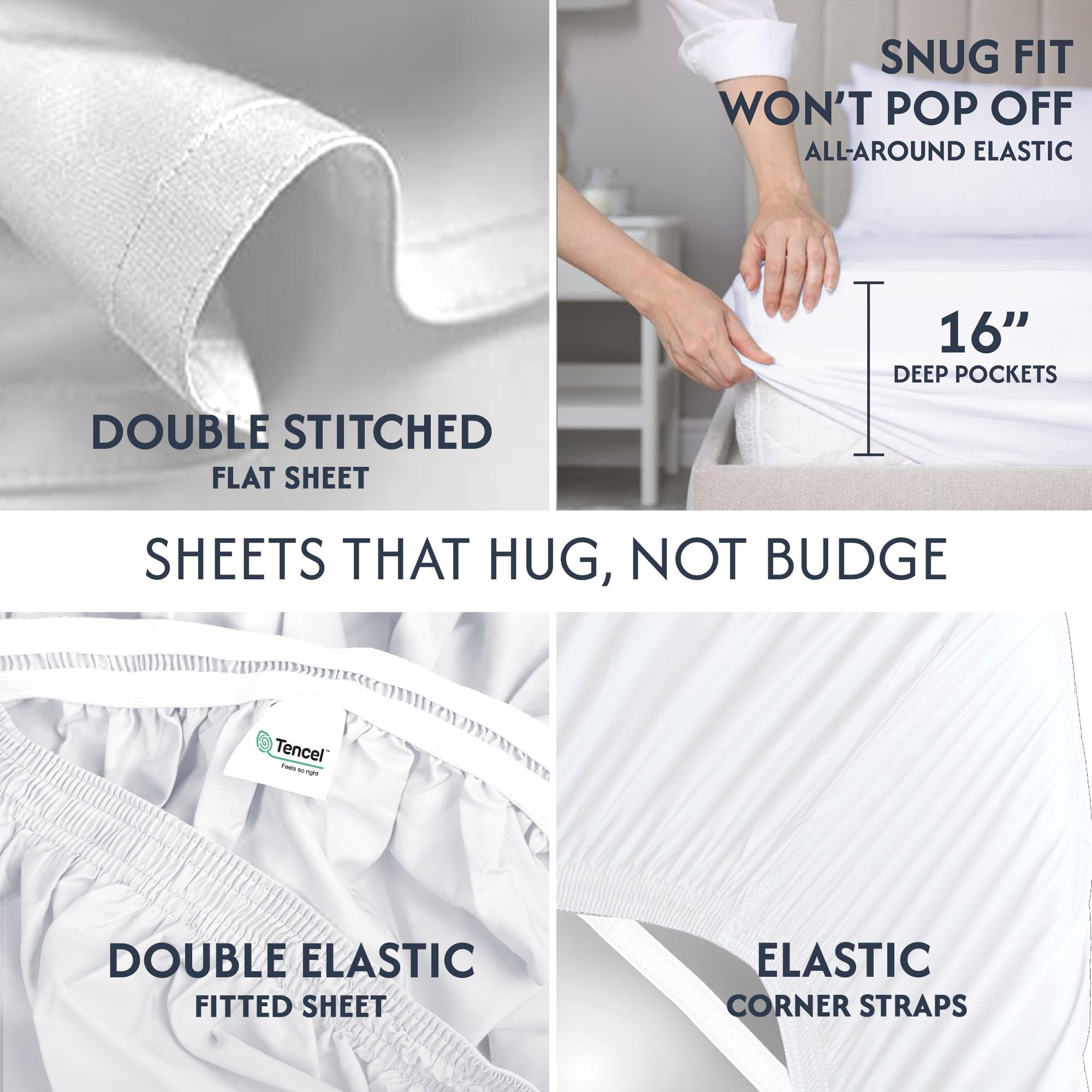 Cooling Eucalyptus Tencel Sheets King Size - 4-Piece Breathable Percale Weave Bedding Set with Egyptian Cotton Blend for Hot Sleepers | Ultra Soft Luxury Sheets for Summer & All Seasons | Perfect for Master Bedroom, Guest Room & Vacation Homes (White)