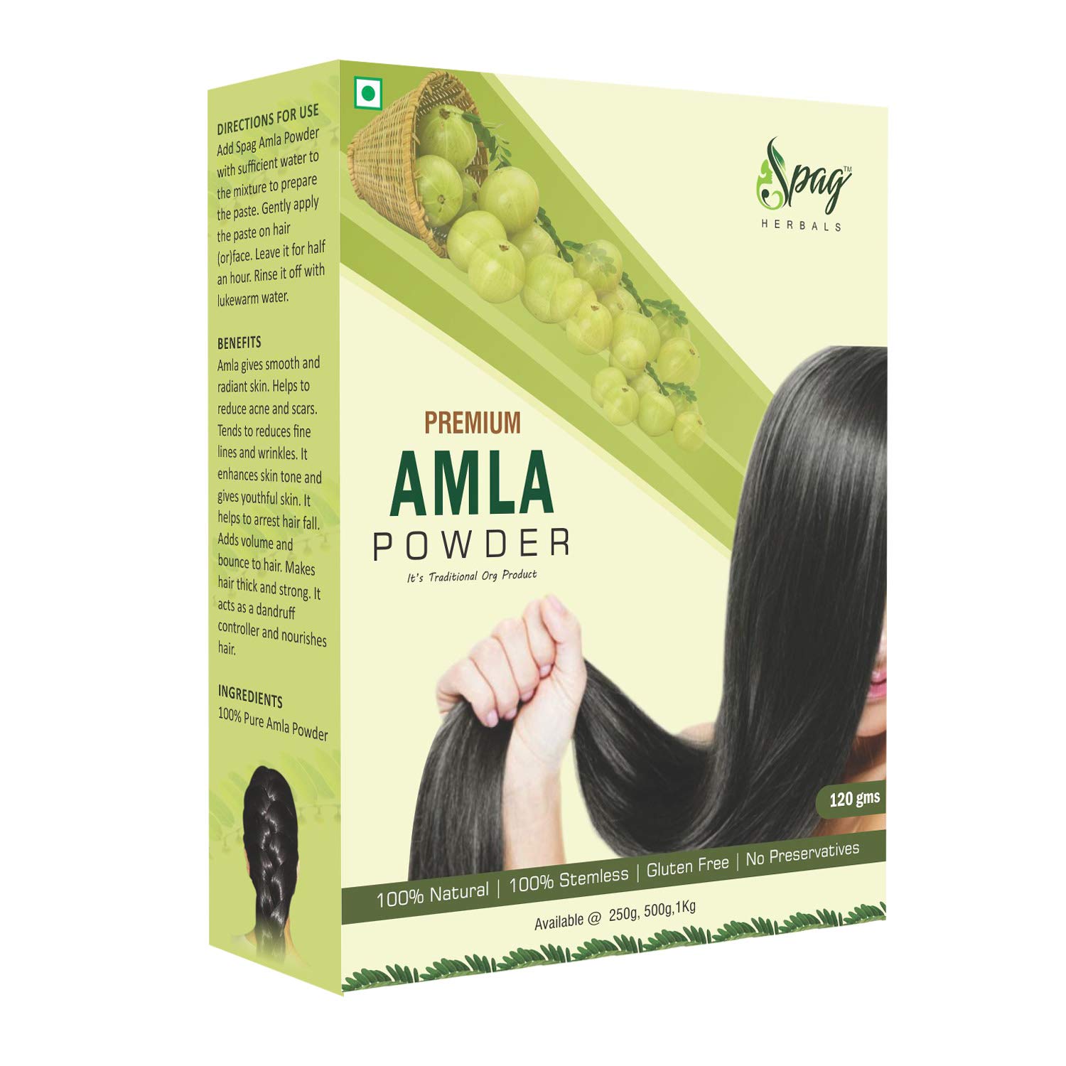 SPAG Herbals Amla Indian Gooseberry Powder - 250g | Natural Hair Growth, Skin Care & Dietary Supplement | Boost Immunity & Shine Hair | Perfect for Smoothies, Face Masks & Healthy Recipes