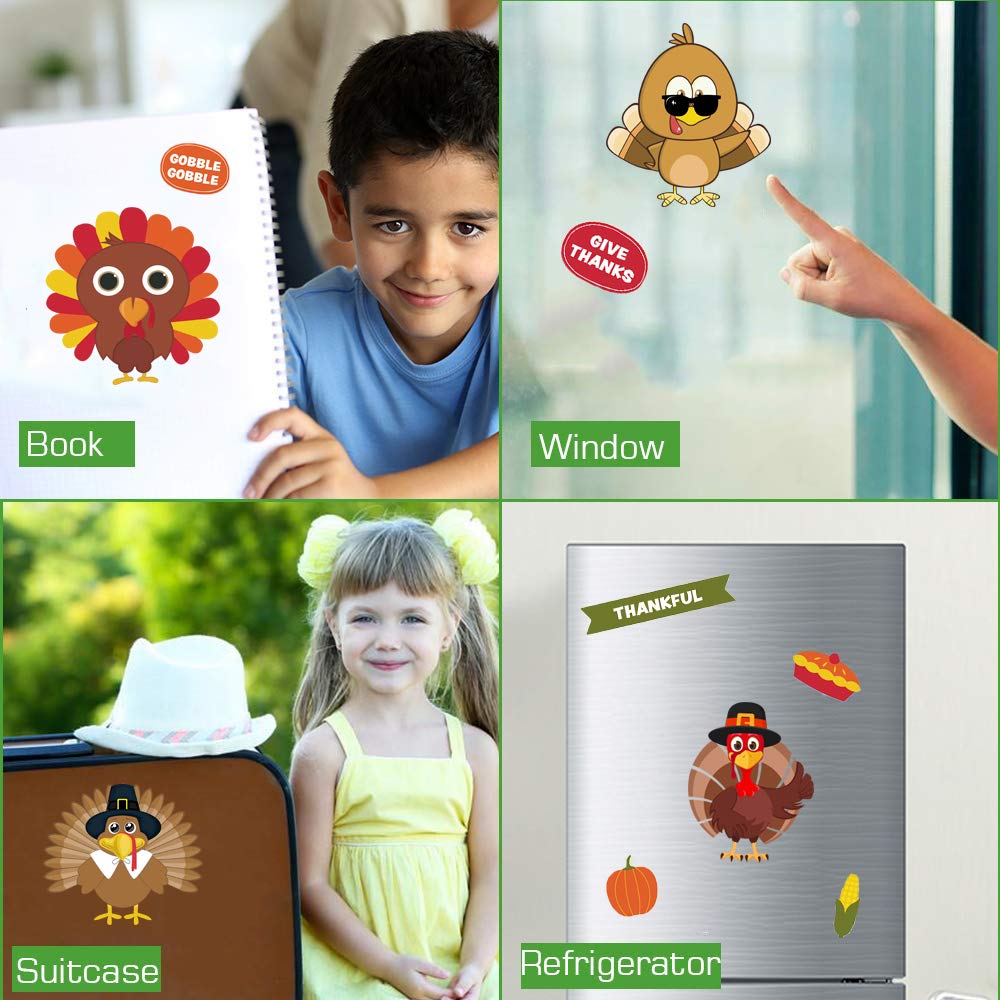24 Sheets Thanksgiving Turkey Face Stickers for Kids - Bulk DIY Crafts, Party Favors & Classroom Activities | Perfect for Holiday Decorations, Scrapbooking & Gift Giving