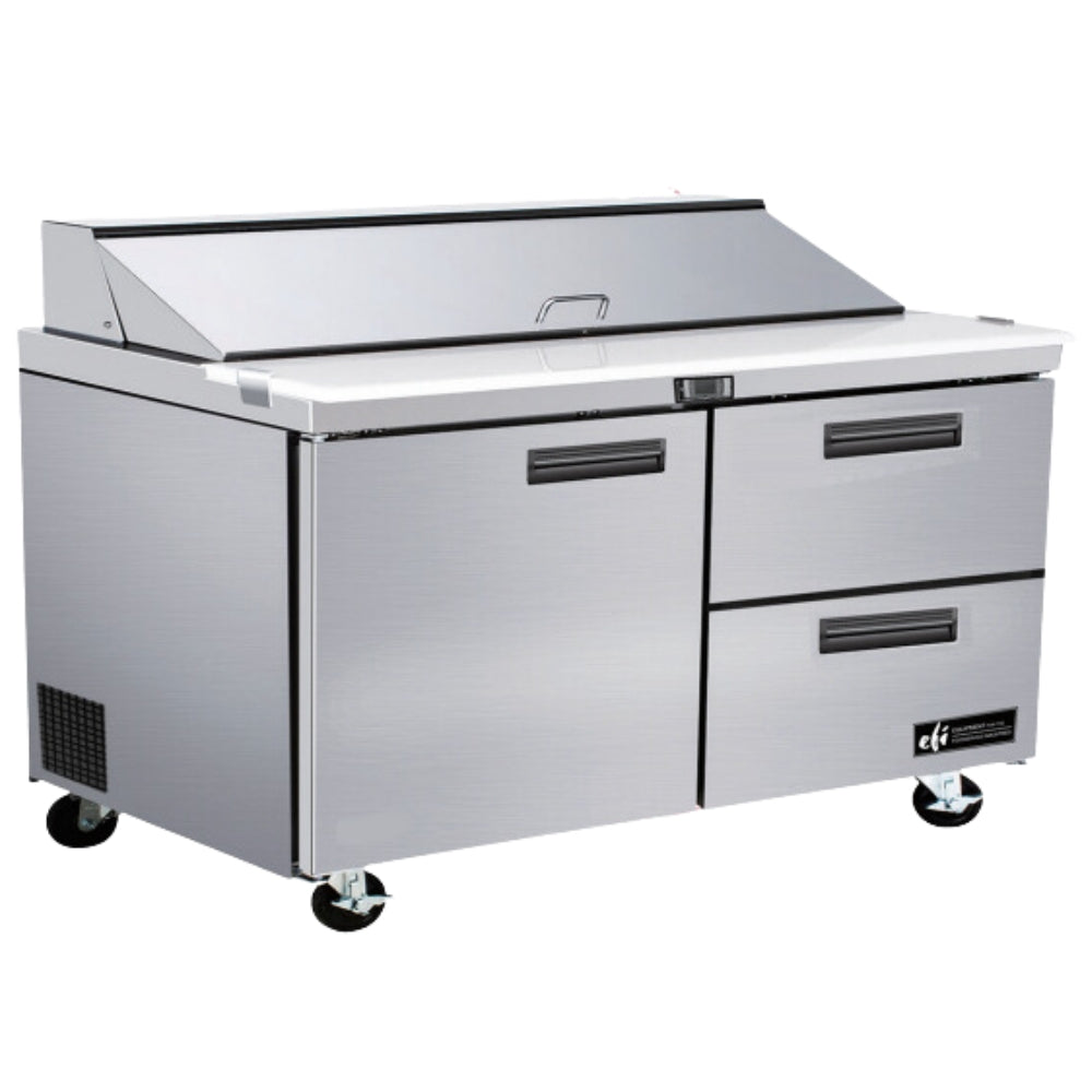 EFI 60 Refrigerated Salad & Sandwich Prep Table - 1 Door & 2 Drawers Commercial Kitchen Equipment for Restaurants, Delis & Catering Services