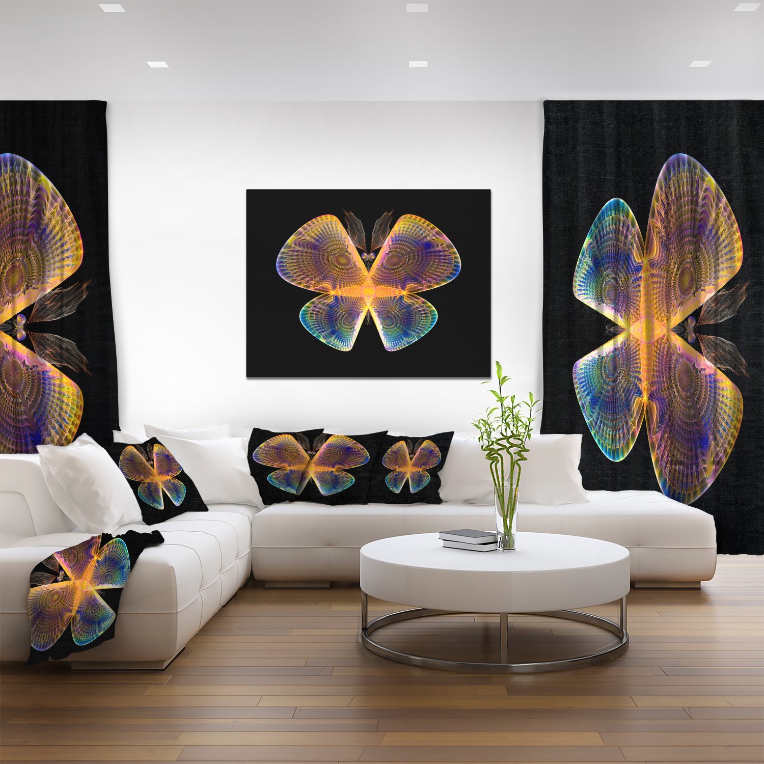 Blue and Yellow Fractal Butterfly Abstract Canvas Art Print - Stunning Wall Decor for Living Room, Bedroom & Office