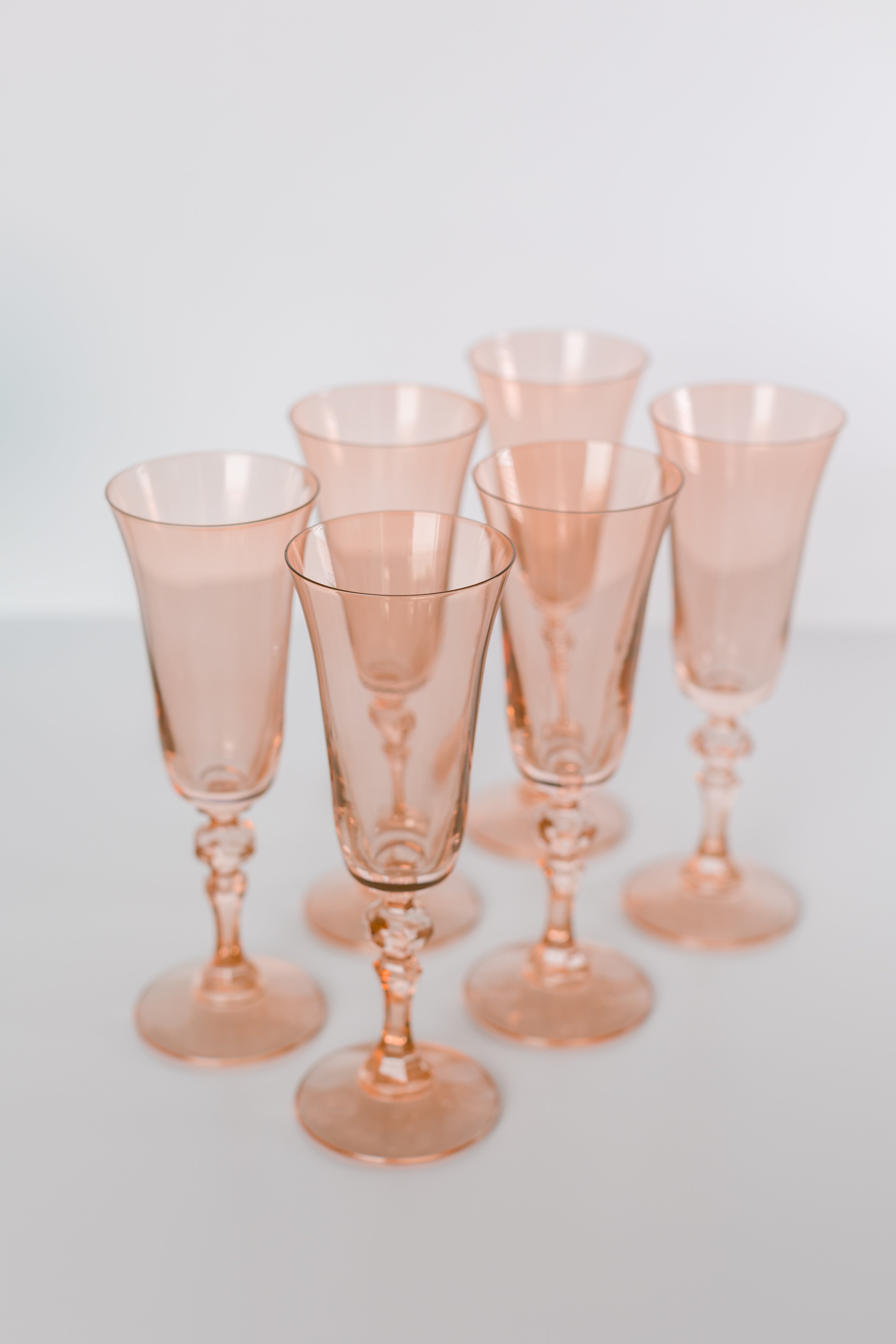 Estelle Colored Regal Flute Champagne Glasses - Set of 6 (Blush Pink) - Perfect for Weddings, Bridal Showers & Elegant Dinner Parties
