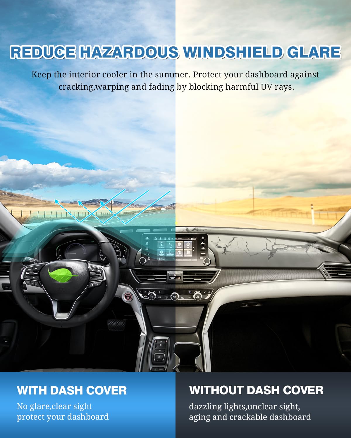 FIILINES Dash Cover for Honda Accord 2018-2022 - Non-Slip Mesh Dashboard Protector, Sunshade & Anti-Glare Accessories - Perfect for Summer Heat Protection & Interior Preservation