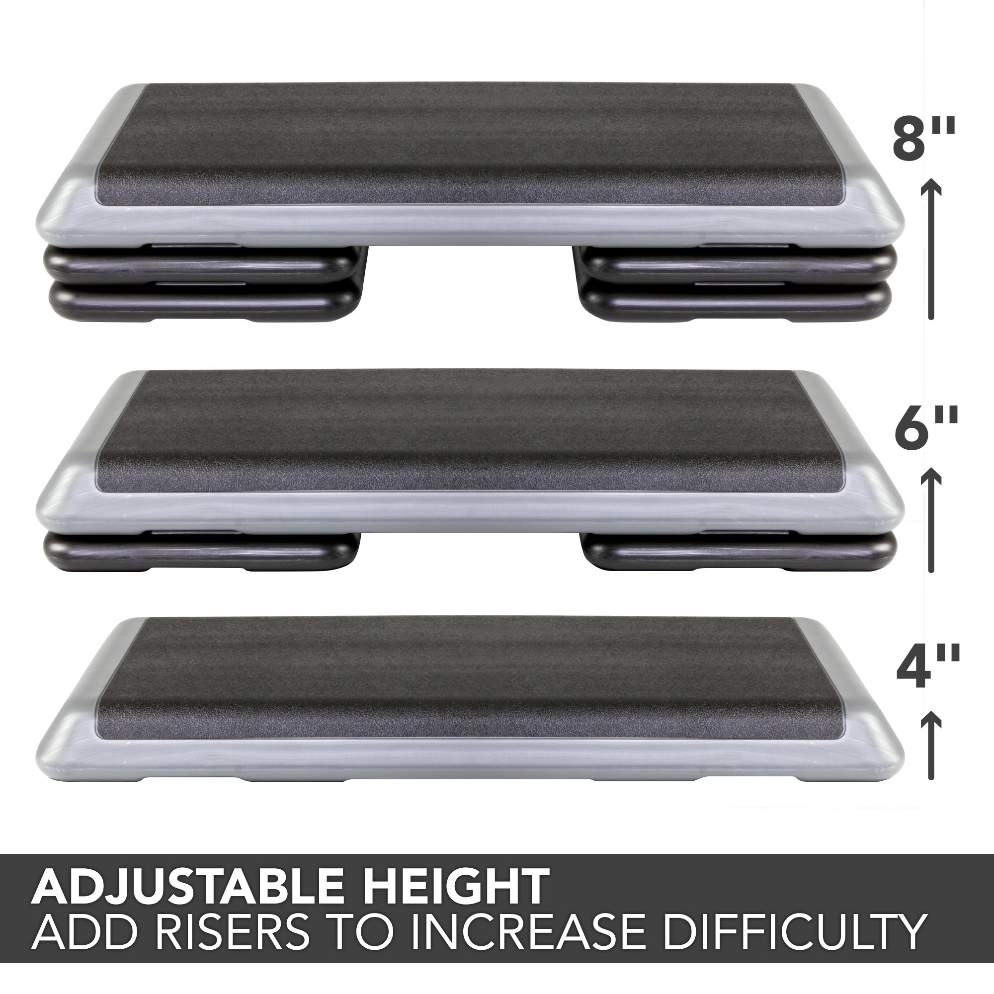 Original Aerobic Stepper Platform with Adjustable Risers - Health Club Size Stair Stepper for Home Workout & Gym Training - Perfect for Cardio, Step Aerobics and Full-Body Exercise at Home