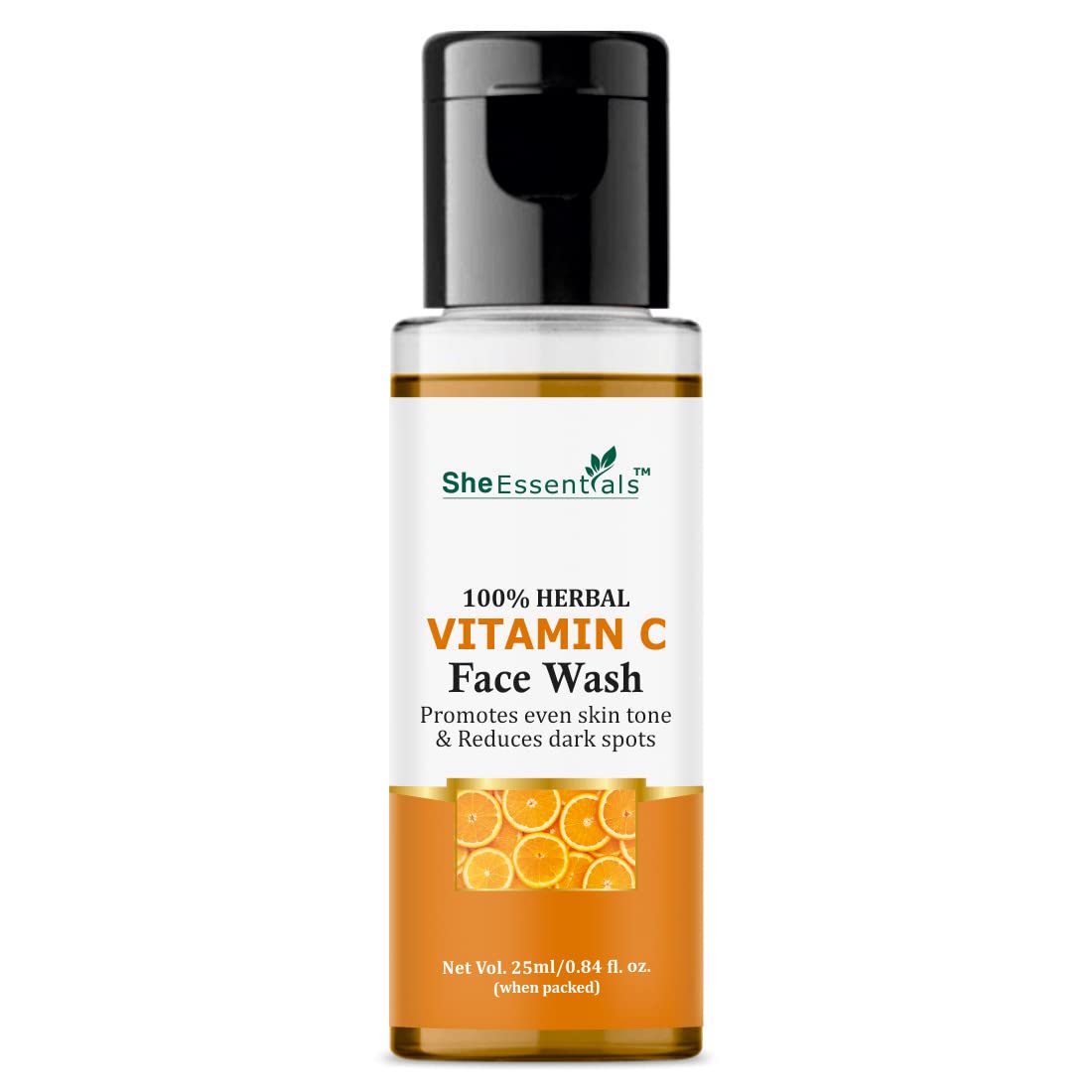 100% Natural Vitamin C Face Wash for Brightening & Anti-Aging | She Essentials 25ml | SLS & Paraben Free | Gentle Daily Cleanser for Glowing Skin