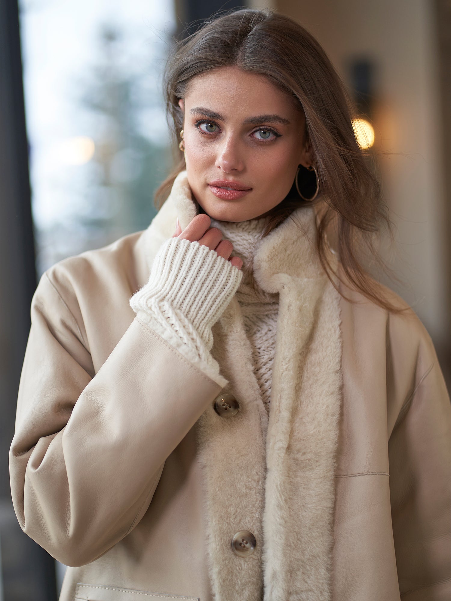 Sivea Reversible Shearling Coat for Women - Warm Winter Jacket with Faux Fur Lining - Stylish Outerwear for Cold Weather, Travel & Outdoor Activities