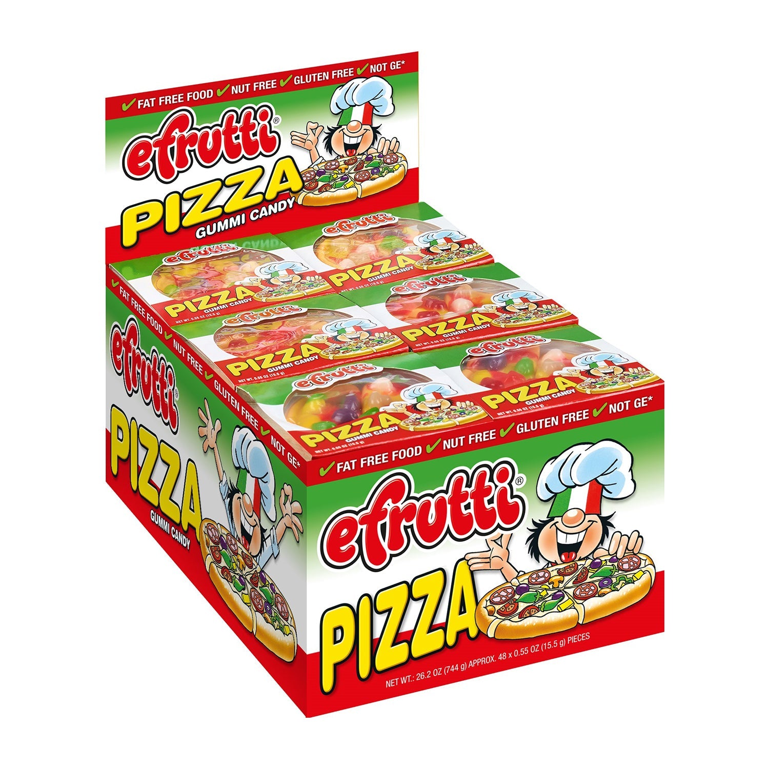 Efrutti Gummy Pizza Candy - 48 Count Box | Fun Party Snacks for Kids Birthday, Halloween Treats & Classroom Rewards