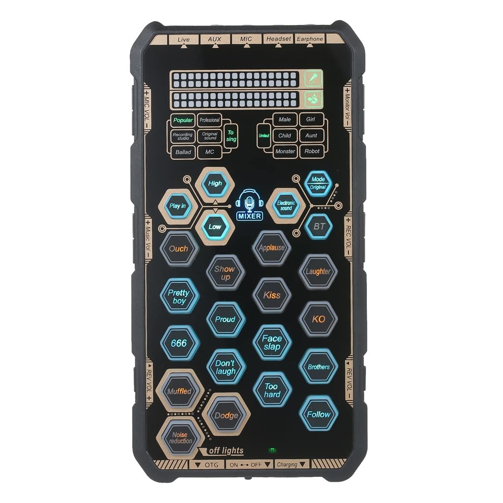 Portable DSP Sound Card with Voice Changer - Handheld Audio Mixer for Phone & Computer - Perfect for Podcasting, Live Streaming & Karaoke