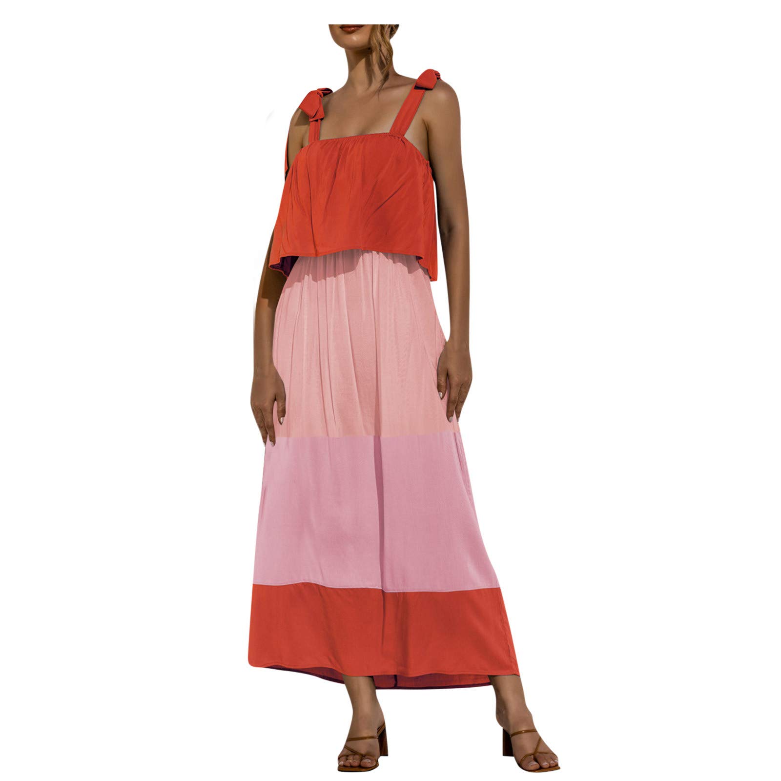 Women's Summer Casual Dress with Contrast Strap & Hawaiian Patch Design - Perfect for Beach Vacations, Pool Parties, and Tropical Getaways