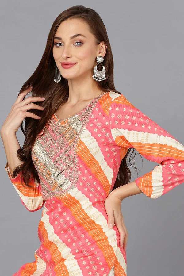Vibrant Multi-Color Leheriya Kurti for Women - Traditional Indian Festive & Party Wear - Perfect for Diwali, Weddings & Special Occasions