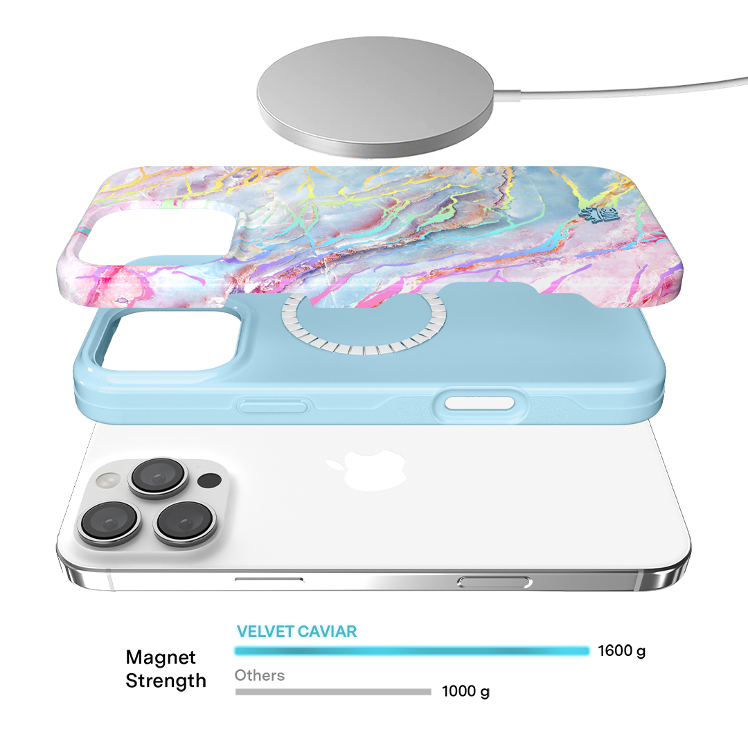 Holo Moonstone Marble iPhone Case - Protective & Stylish Phone Cover for iPhone 13/14/15 Pro Max - Perfect for Everyday Use, Travel & Gift Giving