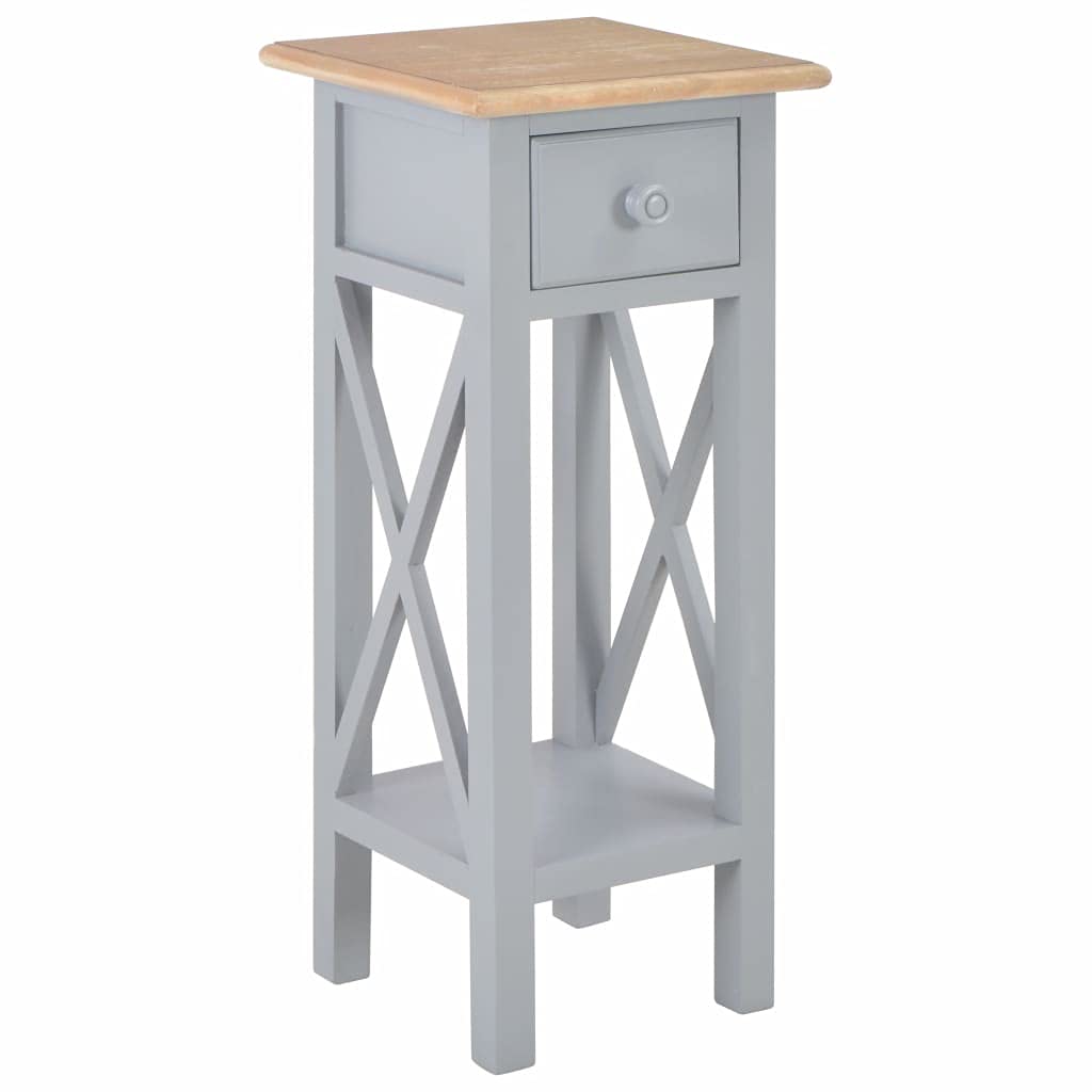 Compact Side Table for Small Spaces - MDF Tabletop with Solid Pinewood Legs, Gray End Table (10.6