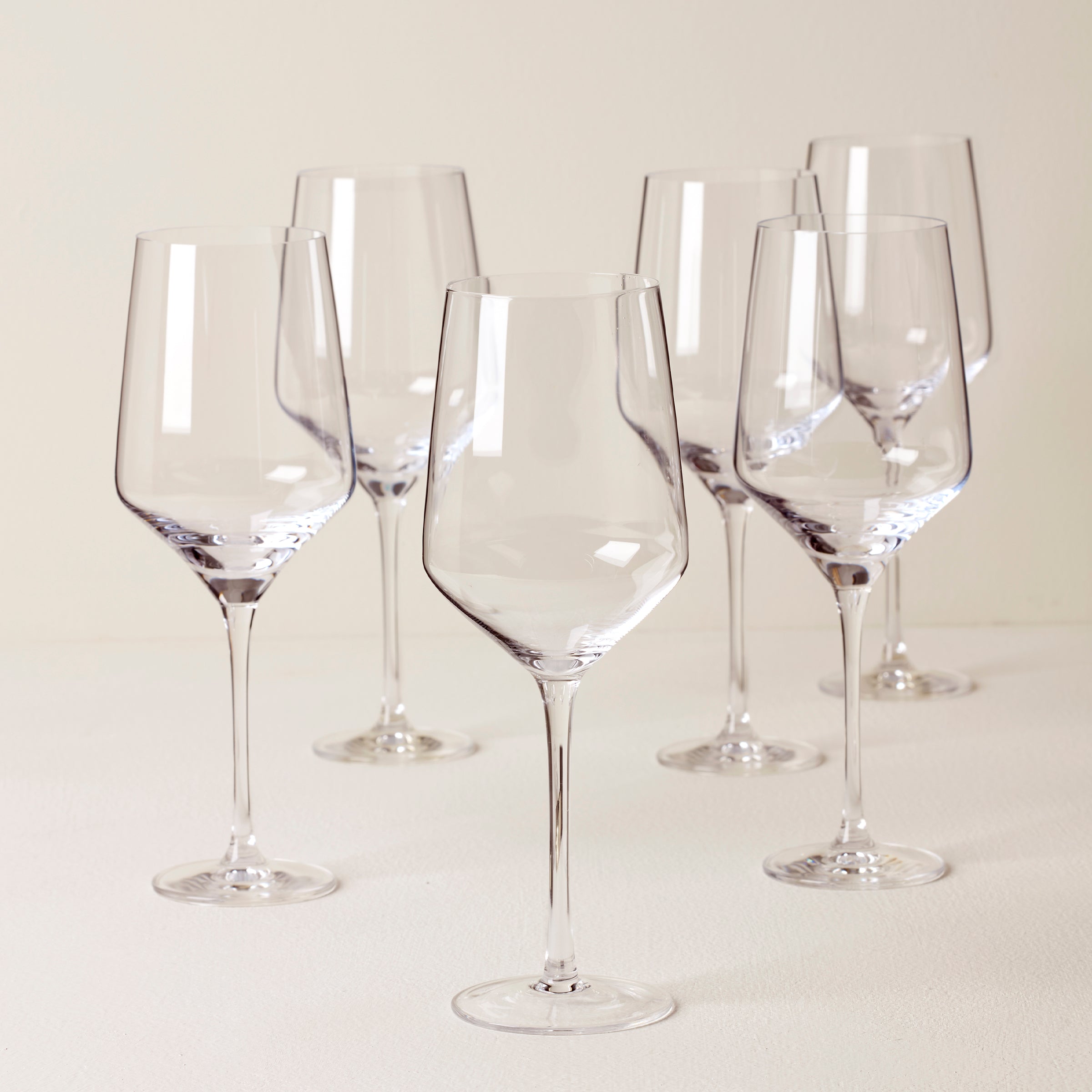 Premium Tuscany Classics Angled Wine Glasses Set of 6 - Elegant Stemware for Red & White Wine - Perfect for Dinner Parties, Weddings & Home Entertaining