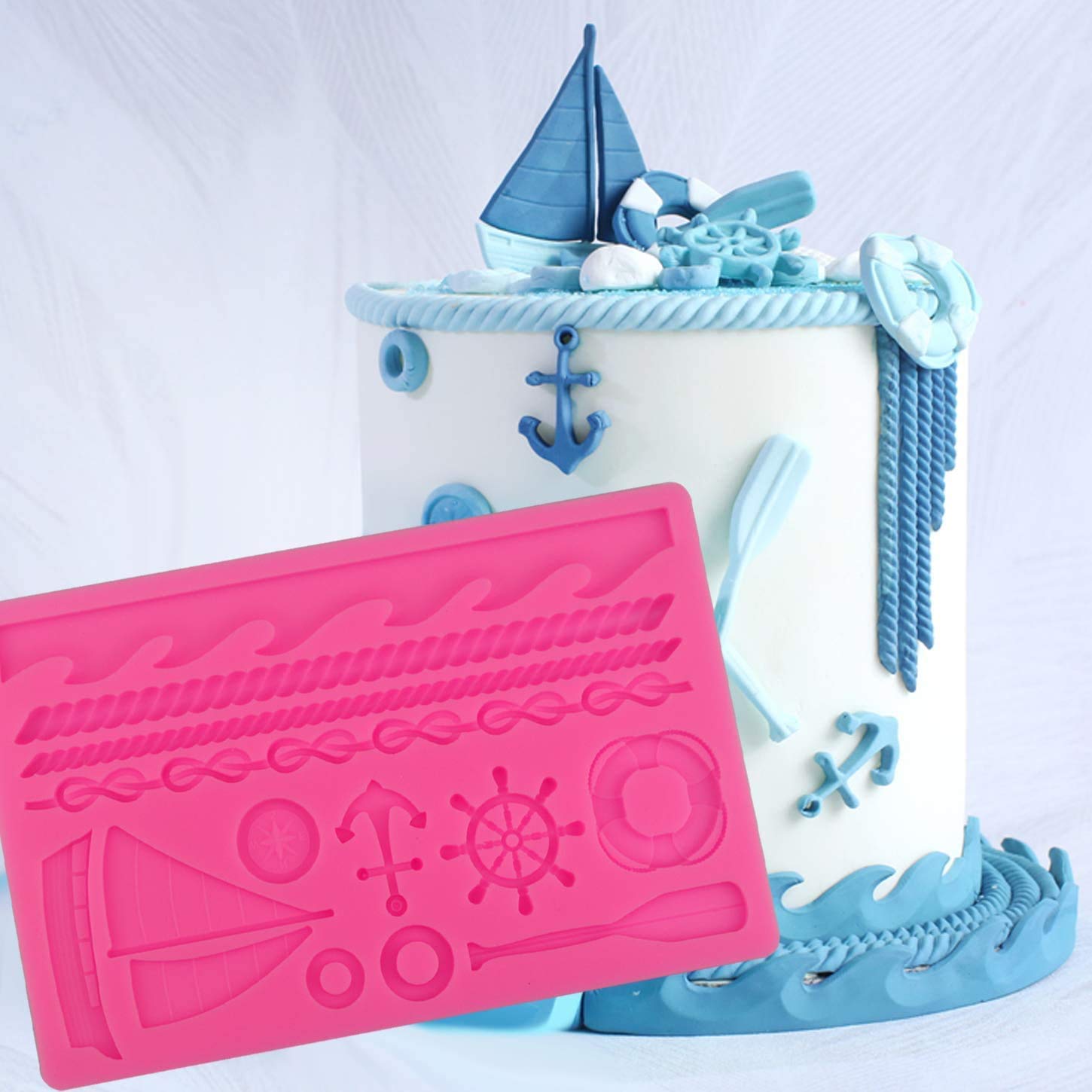 Sailing Ship Silicone Mold Set - Boat & Wave Fondant Molds for Cake Decorating, Chocolate, Candy & Gum Paste - Perfect for Nautical Theme Parties, Wedding Cakes & DIY Sugar Crafts