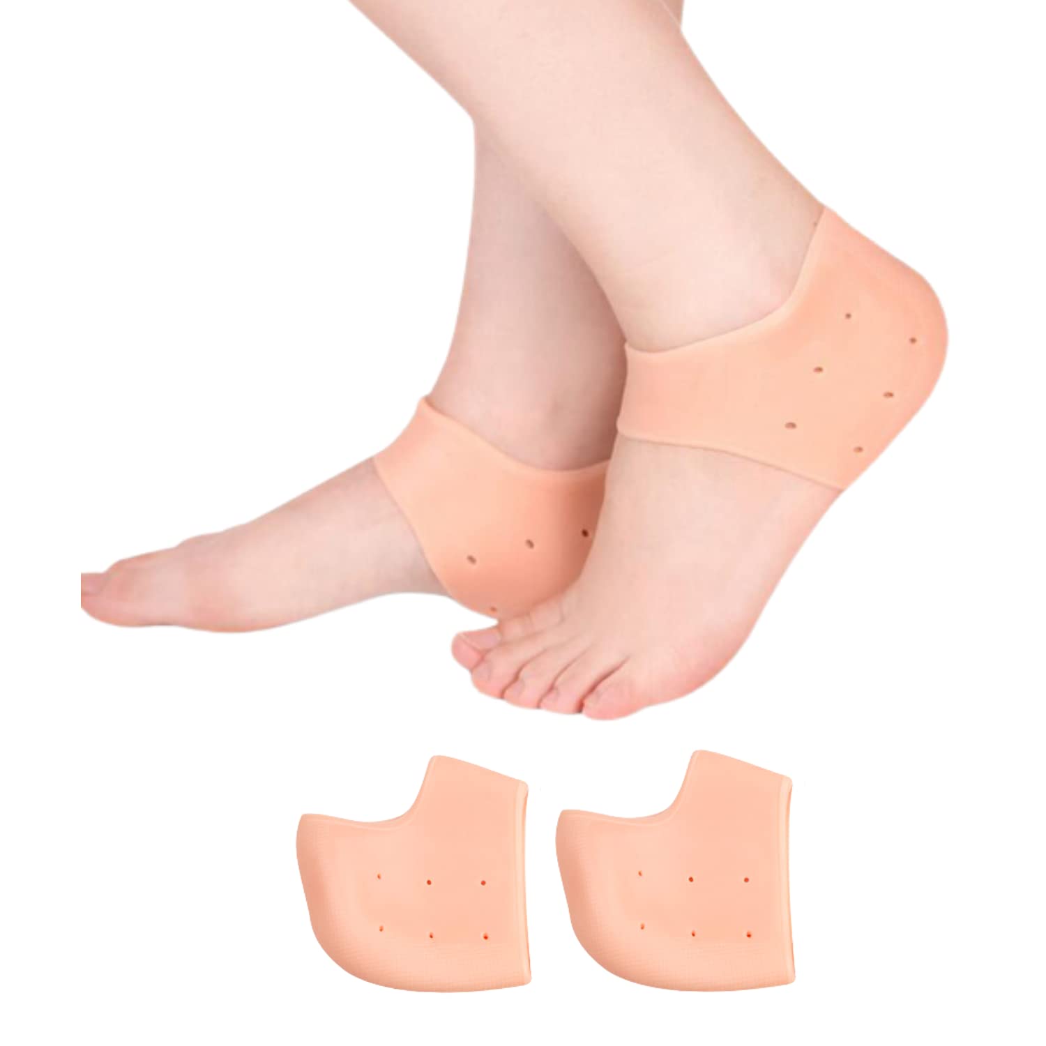 Gel Heel Cups Sleeves for Pain Relief - Silicone Heel Cushion Pads for Dry Cracked Heels, Achilles Tendonitis & Plantar Fasciitis Support - Comfortable Foot Care for Men & Women (1 Pair) - Perfect for Running, Walking & Daily Wear