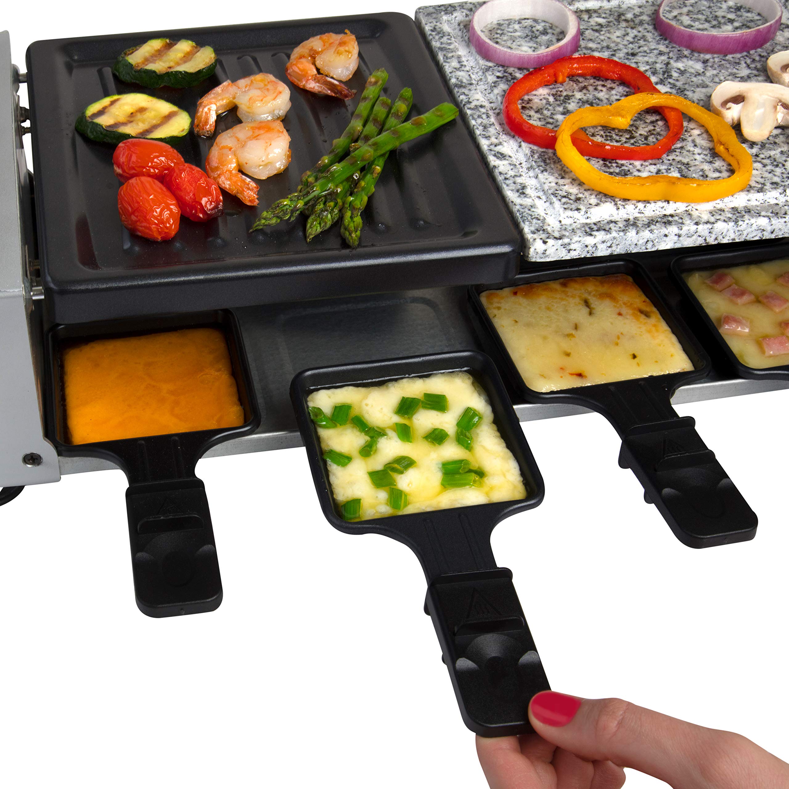 Electric Raclette Grill with Nonstick Plate & Cooking Stone - Indoor Smokeless Korean BBQ Grill for 8 People - Melt Cheese, Cook Meat & Veggies - Perfect for Home Dinner Parties & Family Gatherings