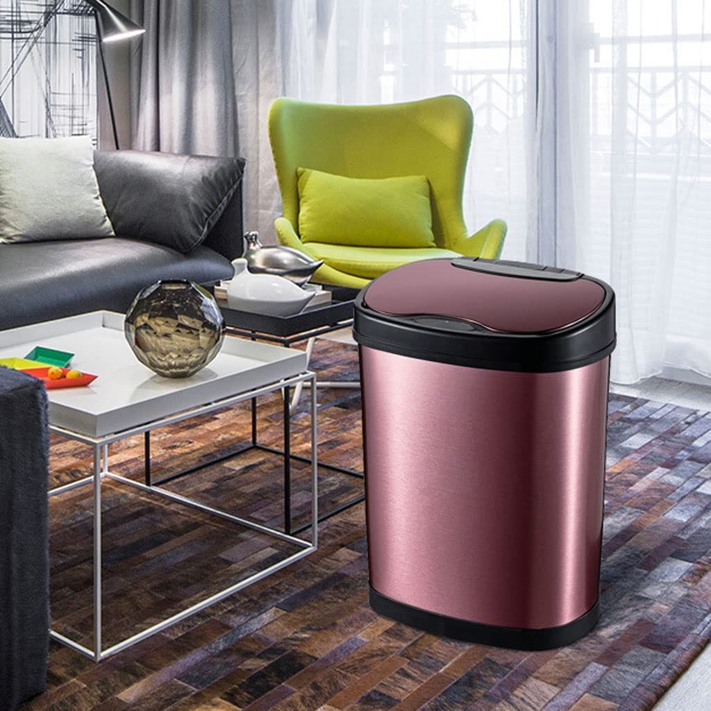 Automatic Sensor Trash Can - 12L Stainless Steel Smart Garbage Bin with Motion Sensor for Kitchen, Bathroom, Bedroom & Living Room | Touchless Operation, Odor Control, Modern Gold Design for Home & Office Use