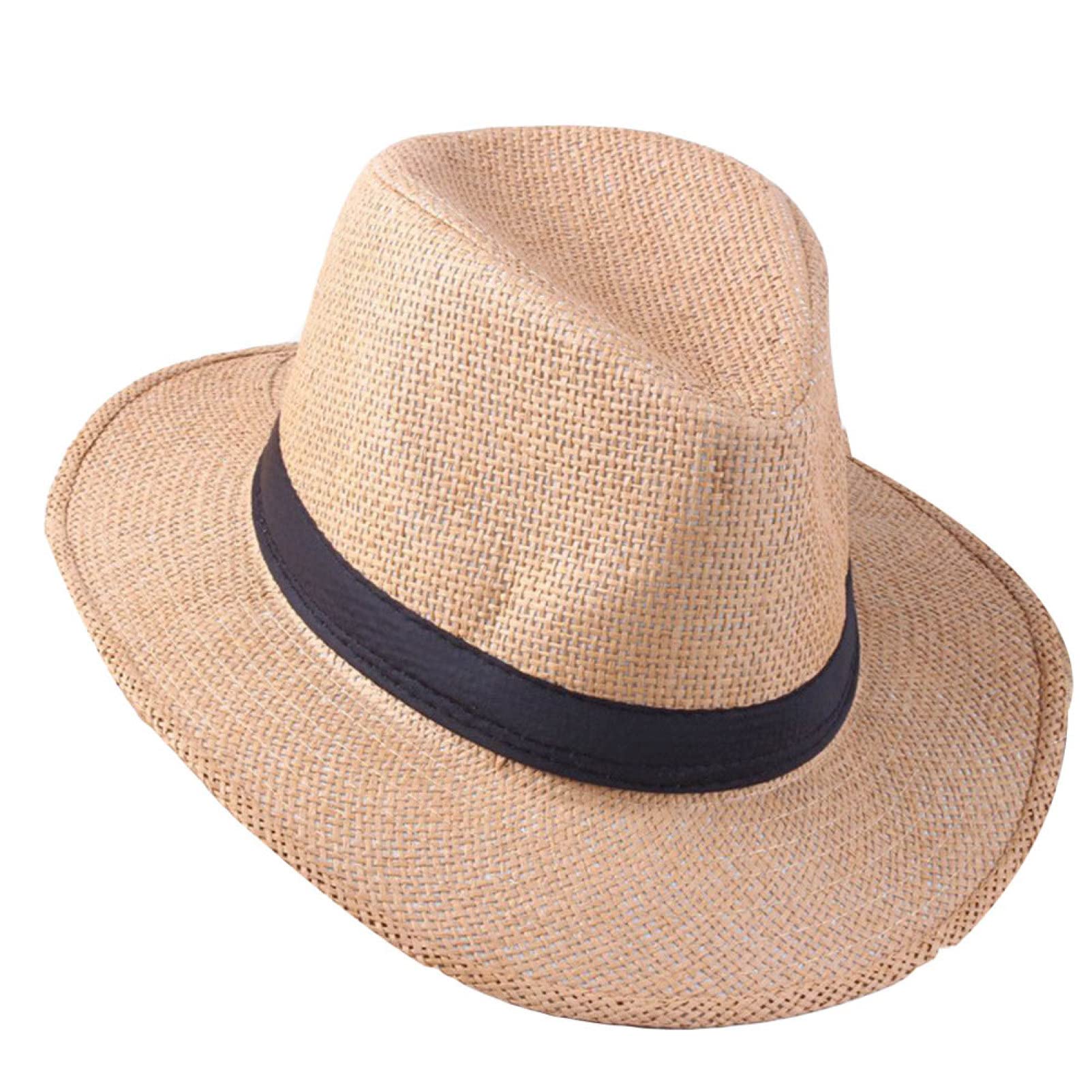 Stylish Wide Brim Straw Panama Hat for Men - Breathable Summer Beach Sun Hat with Black Ribbon, Perfect for Vacations, Outdoor Activities & Fashion Accessories