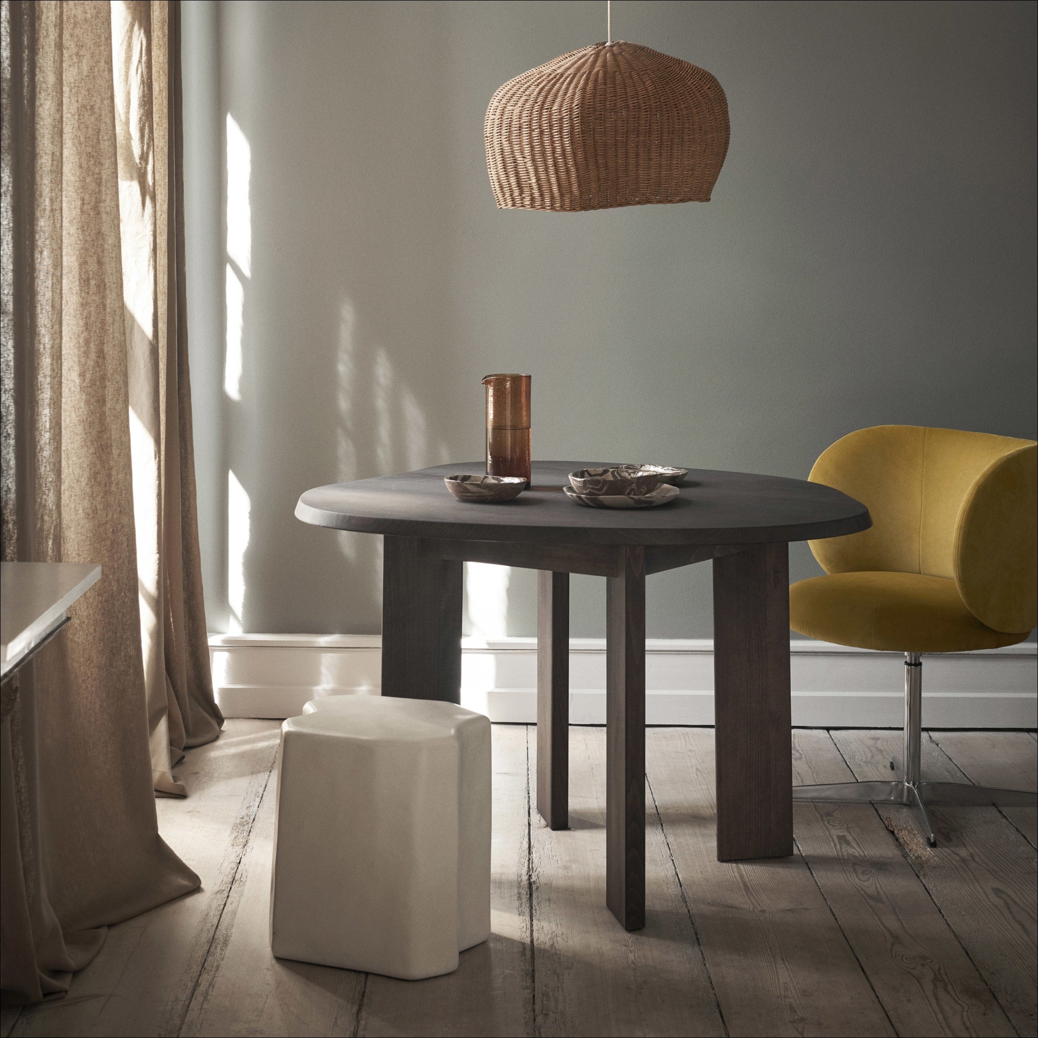 FERM LIVING Staffa Stool in Ivory - Modern Scandinavian Stool for Living Room, Bedroom, or Office - Pre Order Now