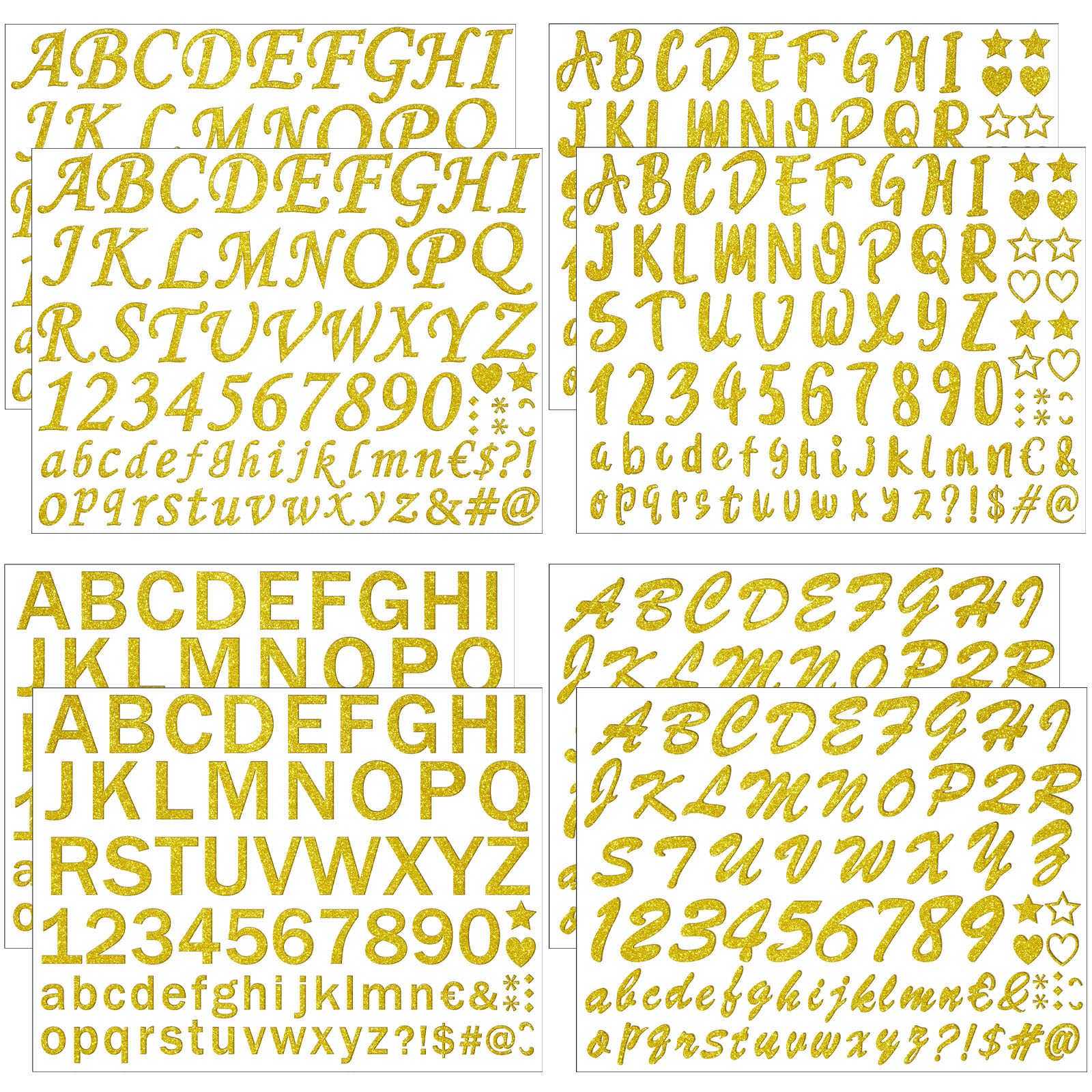 Fainne 921-Piece Gold Glitter Vinyl Letter Stickers - Self-Adhesive Alphabet & Number Stickers for DIY Crafts, Mailbox Decor, Classroom Signs, Door Decoration - Perfect for Scrapbooking, Party Decor, and Gift Wrapping