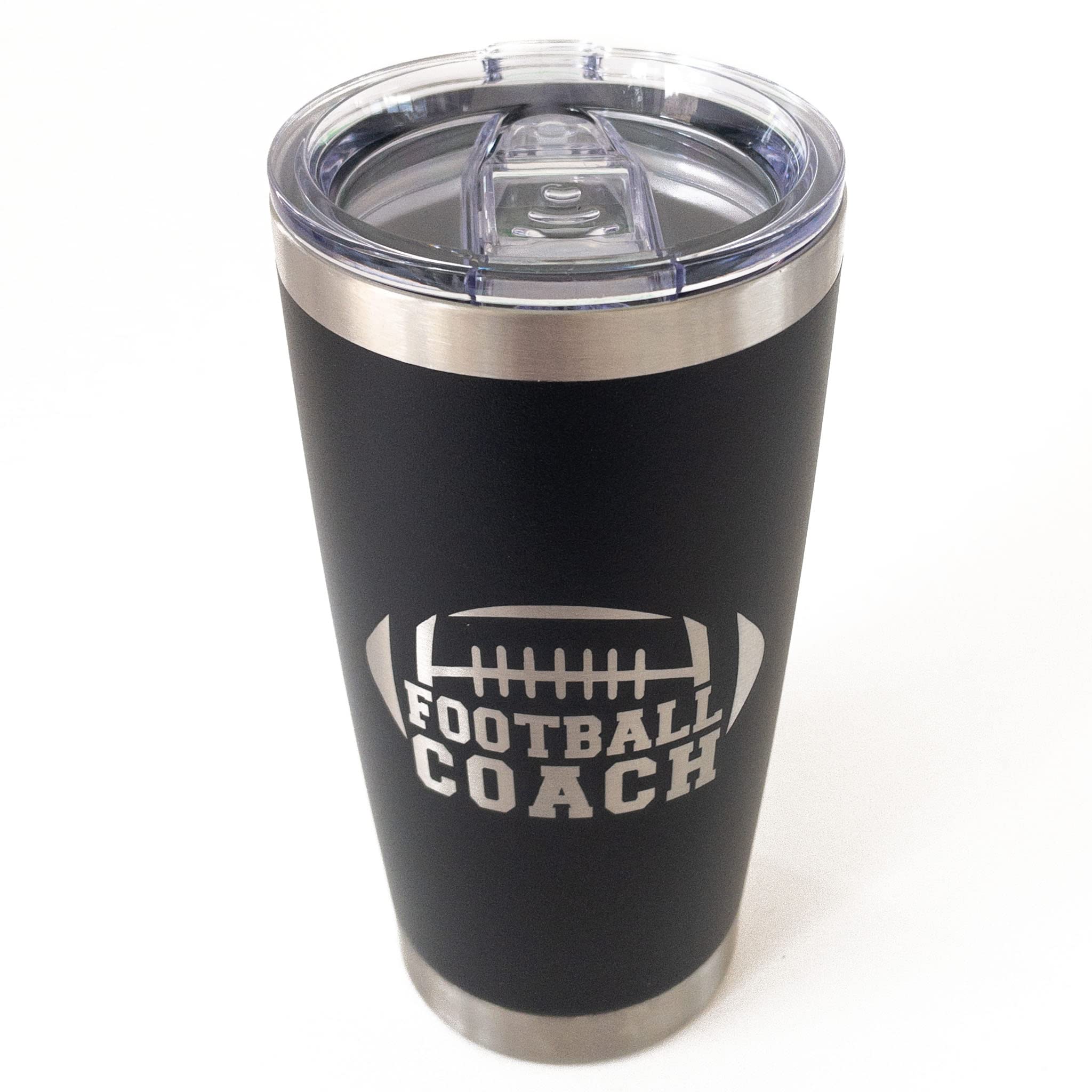 20oz Football Coach Travel Mug - Insulated Stainless Steel Tumbler with Lid & Straw - Perfect Coaching Gift for Men, Dad, Husband - Great for Practice, Games & Office Use