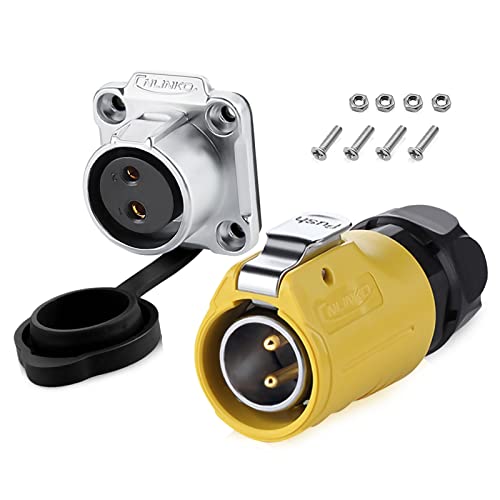 2 Pin Waterproof Electrical Connectors - M20 Aviation Cable Connectors for Automotive, Marine, LED Lights | Indoor & Outdoor Weatherproof Wire Connections for Boats, Cars, Solar Panels