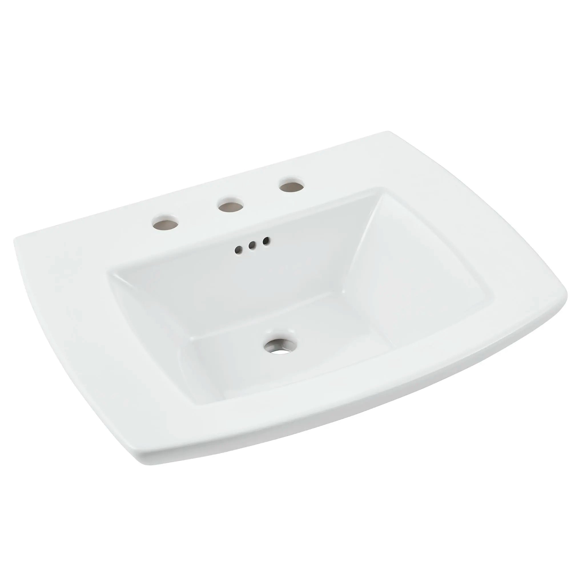 8 Inch Widespread Pedestal Bathroom Sink Top - Modern Vanity Basin for Powder Room & Guest Bath | Durable Porcelain Design with Easy Installation