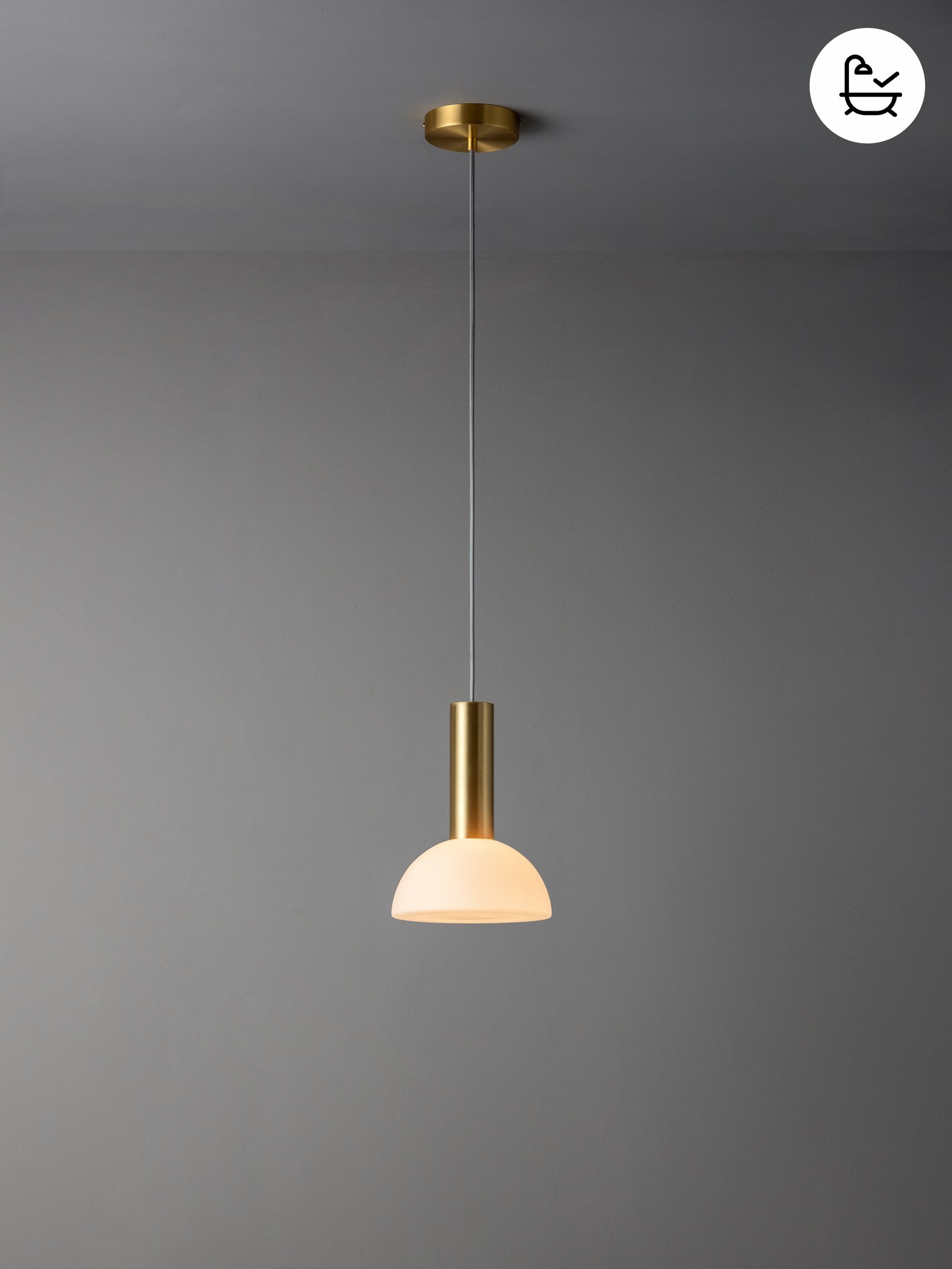 Silio Brushed Brass and Opal Pendant Light - Elegant Ceiling Fixture for Dining Room, Bedroom, or Living Room Decor