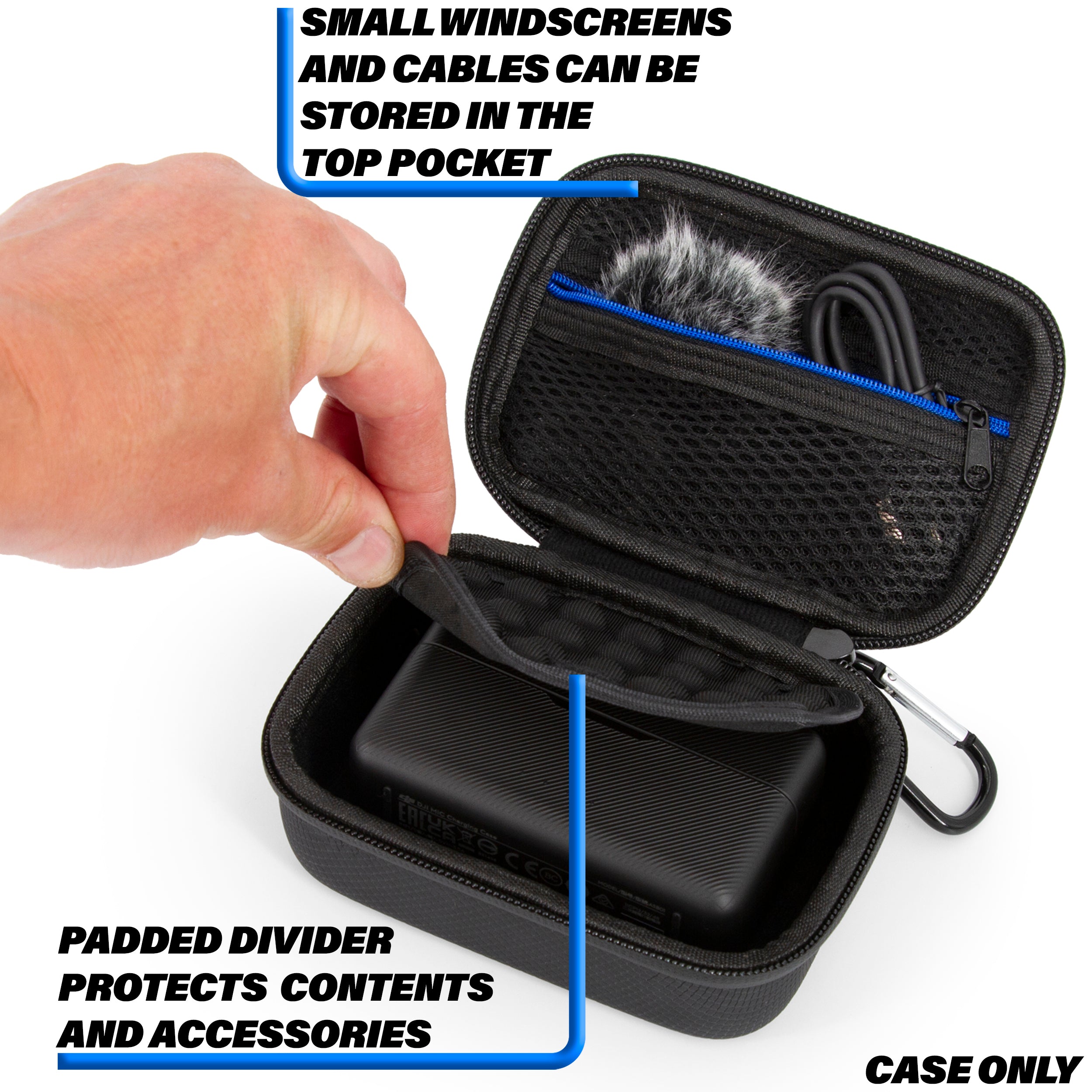 DJI Mic 2 Travel Case - Waterproof Protective Storage Bag for Wireless Lavalier Microphone Kit & Charging Case - Perfect for Travel, Vlogging, and Outdoor Recording