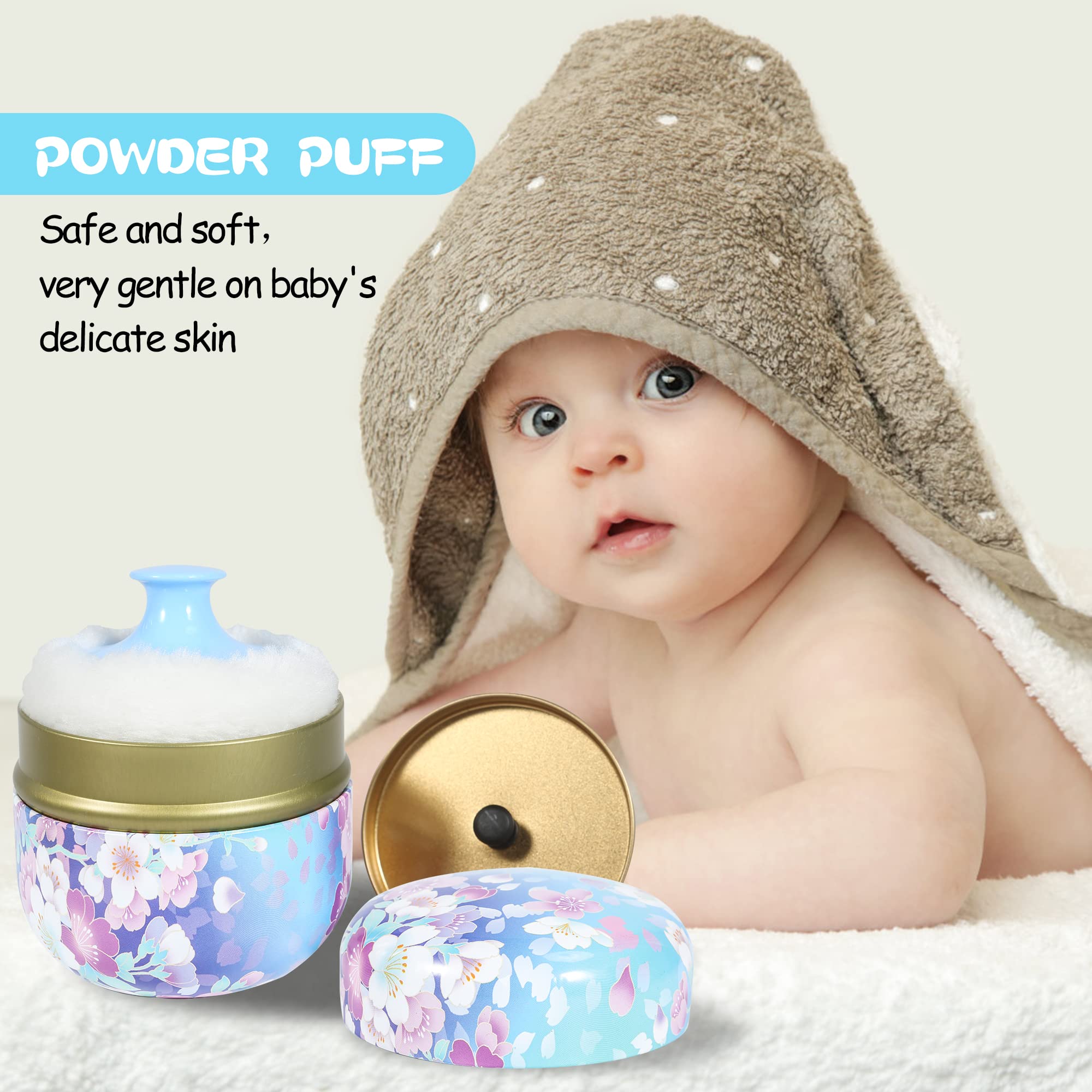WEMEGA Portable Body Powder Case with Soft Powder Puff - Compact Powder Container & Tea Storage Box for Women & Baby - Travel-Friendly Cosmetic Organizer (Flower Blooming Design) - Perfect for On-the-Go Touch Ups, Baby Care & Travel Essentials