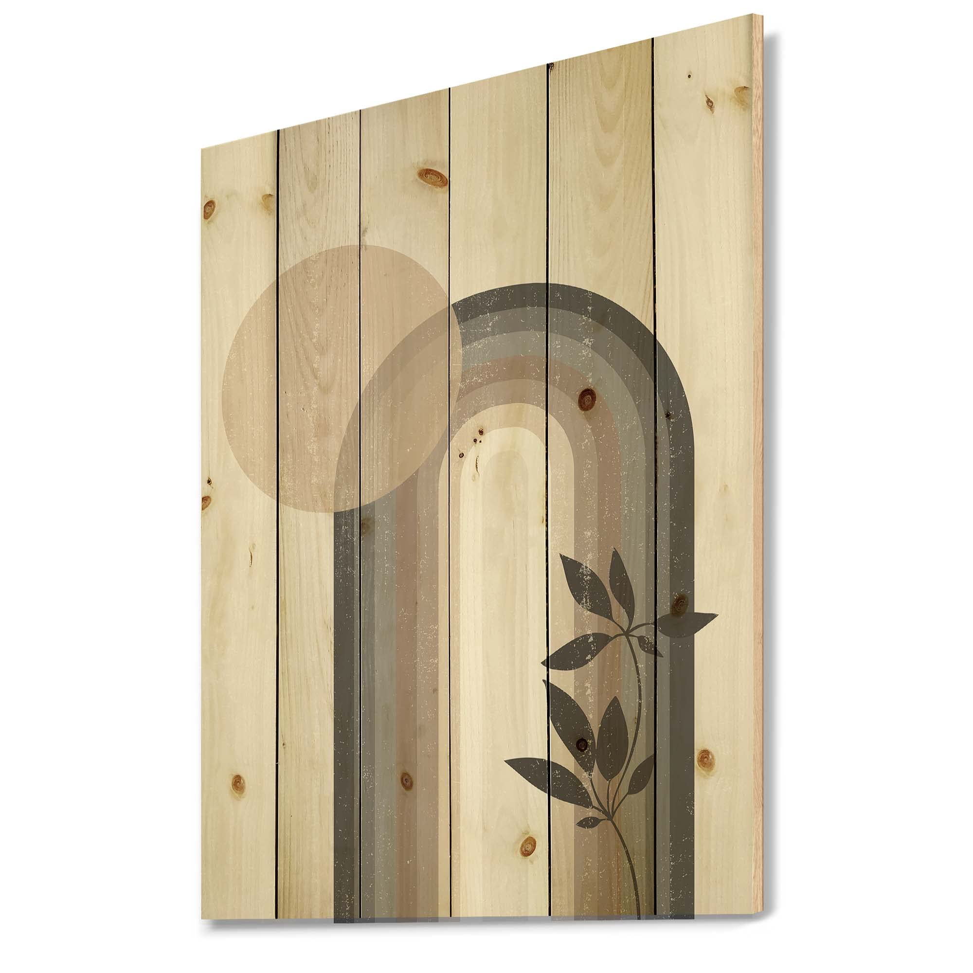 Abstract Rainbow Sun Moon Wood Wall Art - Modern Geometric Pine Decor for Living Room & Bedroom