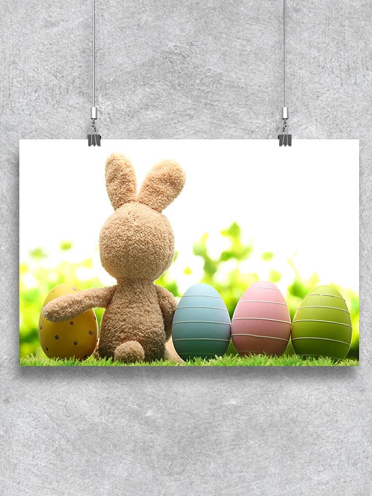 Rabbit and Easter Eggs on Meadow Poster - Spring Decor, Easter Wall Art, Home & Office Decoration - Perfect for Easter Celebrations, Nursery, Living Room, and Gift Giving