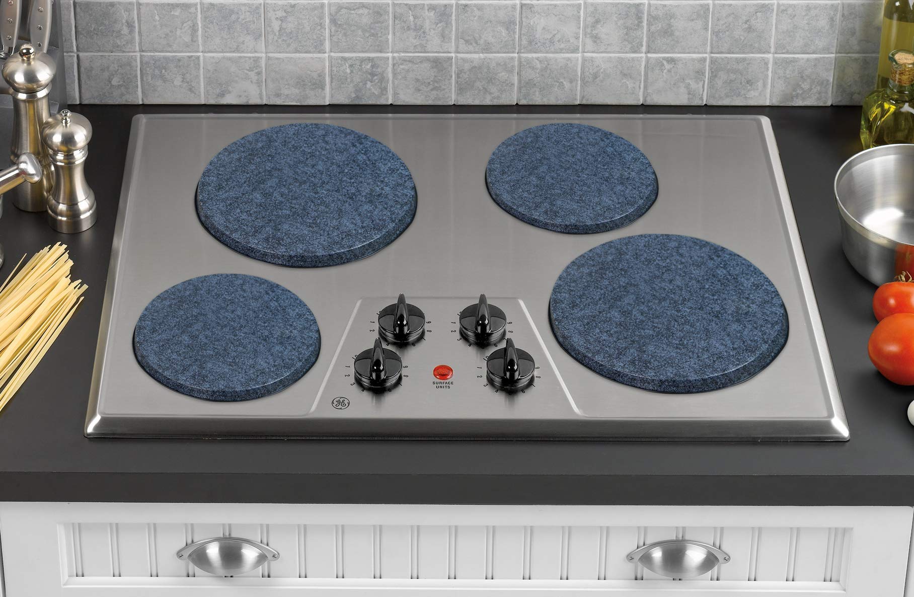Reston Lloyd 4-Piece Electric Stove Burner Covers - Black Granite Finish - Heat Resistant & Durable - Perfect for Kitchen Stove Protection & Decoration