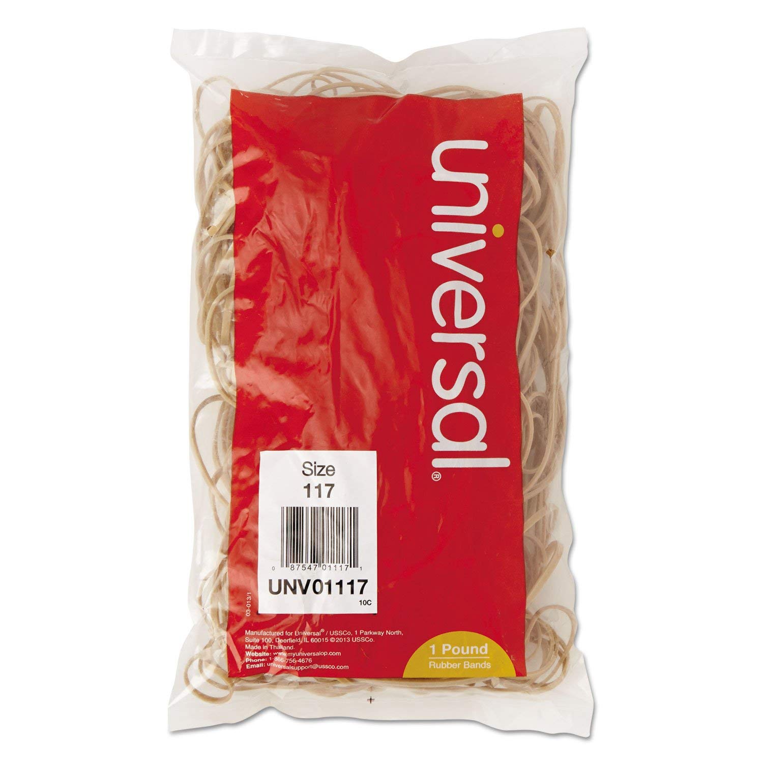 Universal 01117 Rubber Bands Size 117 (7 x 1/8 Inch) - 210 Bands per 1lb Pack, 5 Pack Bulk - Perfect for Office, School, Crafts & Packaging