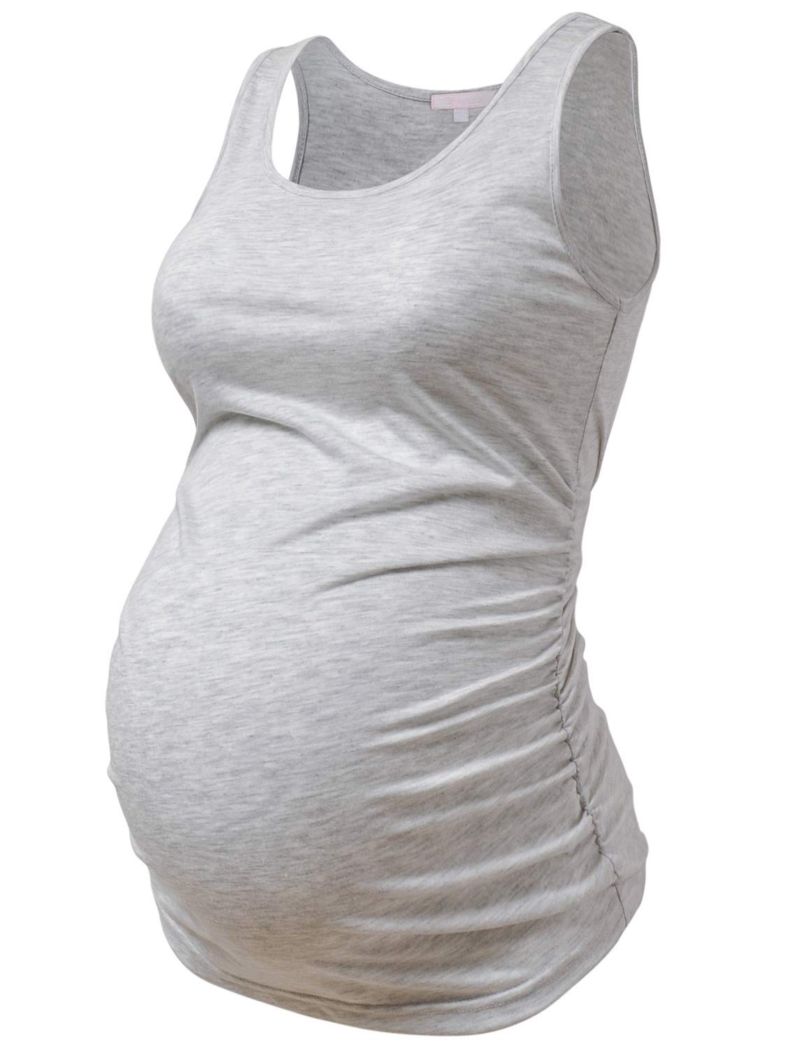 Maternity Tank Tops for Women - Ruched Sleeveless Pregnancy Shirts & Nursing Tops | Comfortable Maternity Clothes for Everyday Wear & Nursing