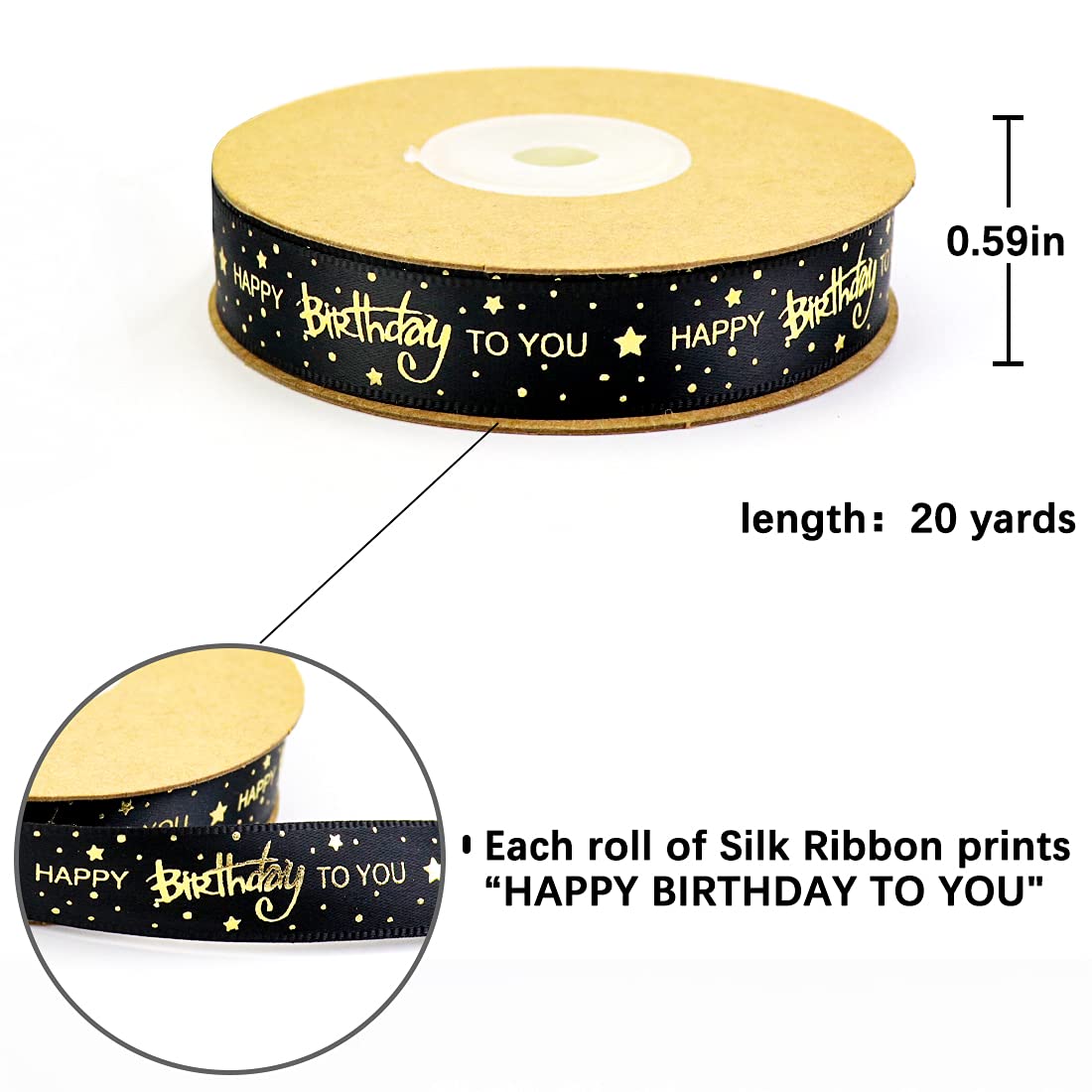 5/8 Inch x 20 Yards Black Satin Ribbon for Gift Wrapping, DIY Crafts, Wreath Making, Party Decorations - Perfect for Birthday, Wedding, Christmas & Holiday Celebrations