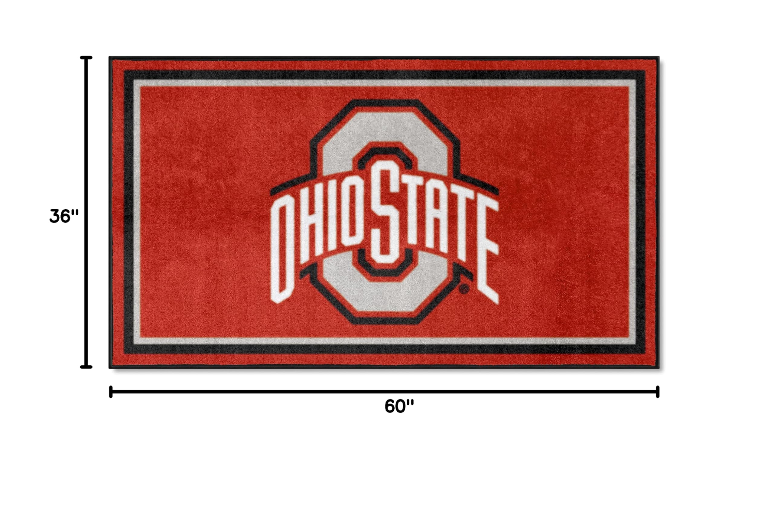 FANMATS NCAA Ohio State Buckeyes 3ft x 5ft Plush Area Rug - Soft Sports Fan Rug for Game Room, Dorm Decor & Tailgating Mat | Machine Washable College Team Carpet for Home, Office & Outdoor Use