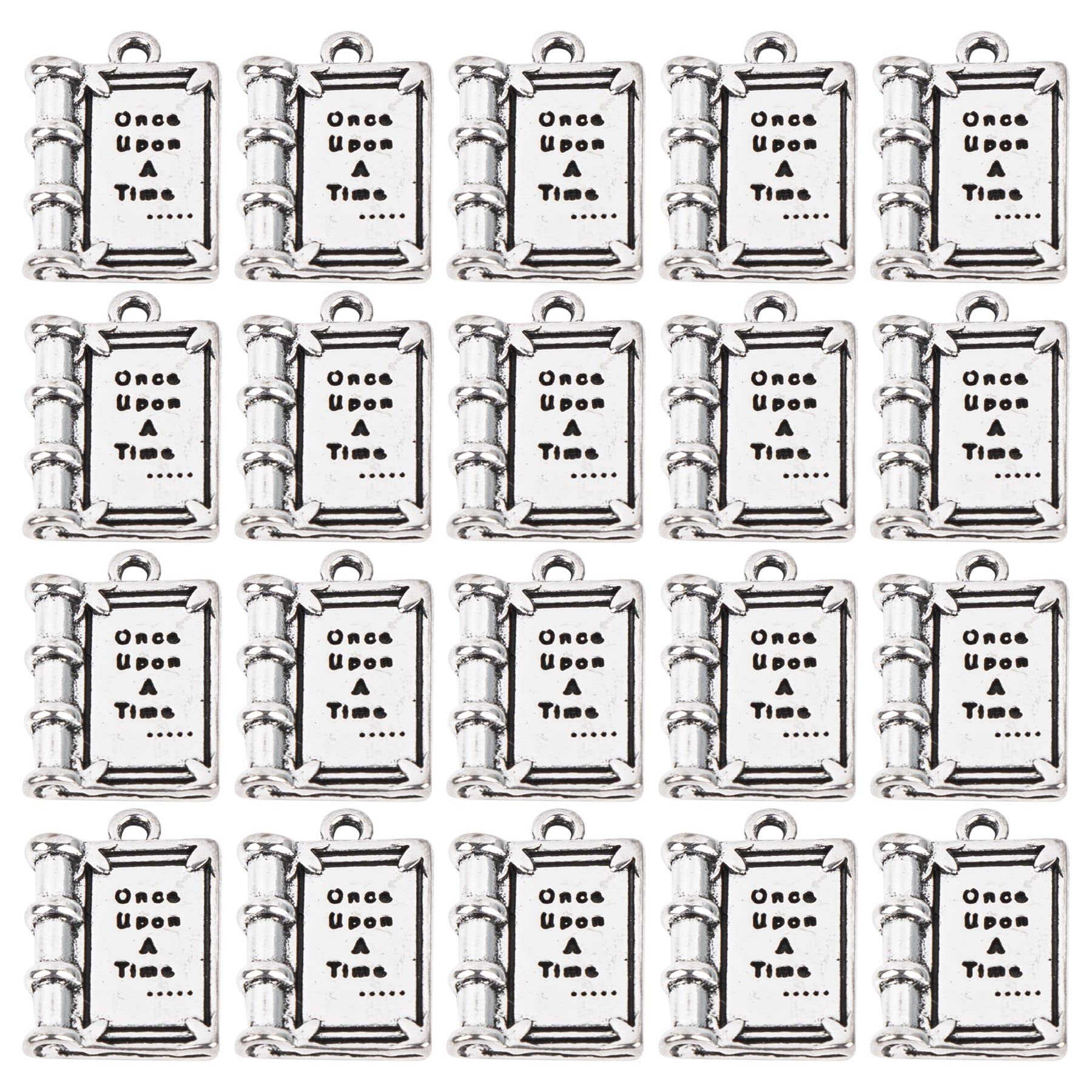 Framendino Inspirational Message Charms - Book Shaped Alloy Pendants for DIY Jewelry Making, Antique Style Bracelet & Necklace Findings - Perfect for Crafting, Gift Giving & Personal Accessories