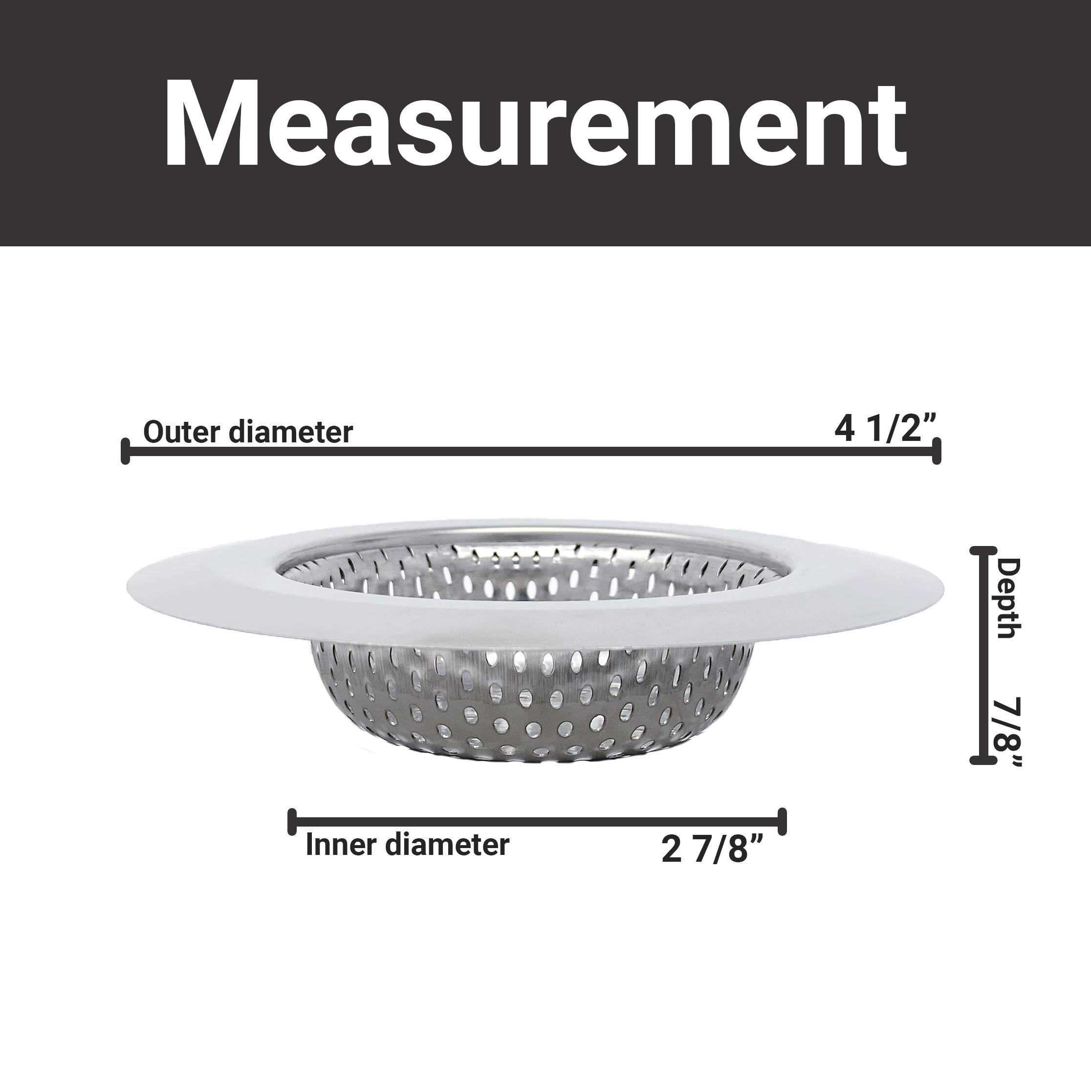 2 Pack Stainless Steel Sink Drain Strainer - 4.5 Inch Kitchen Sink Basket with Fine Mesh for Dishes & Garbage Disposal | Wide Rim Prevents Clogs | Perfect for Kitchen, Bathroom & RV Use