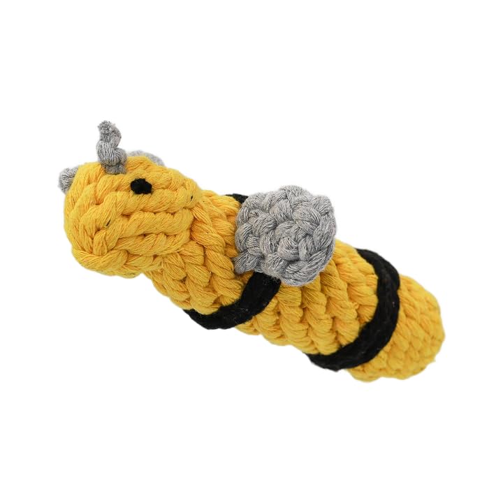 Queen the Bee Rope Toy - Handmade Sustainable Yellow Queen Bee Dog Chew Toy for Small & Large Dogs | Durable Pet Chewing Toy for Aggressive Chewers & Interactive Playtime