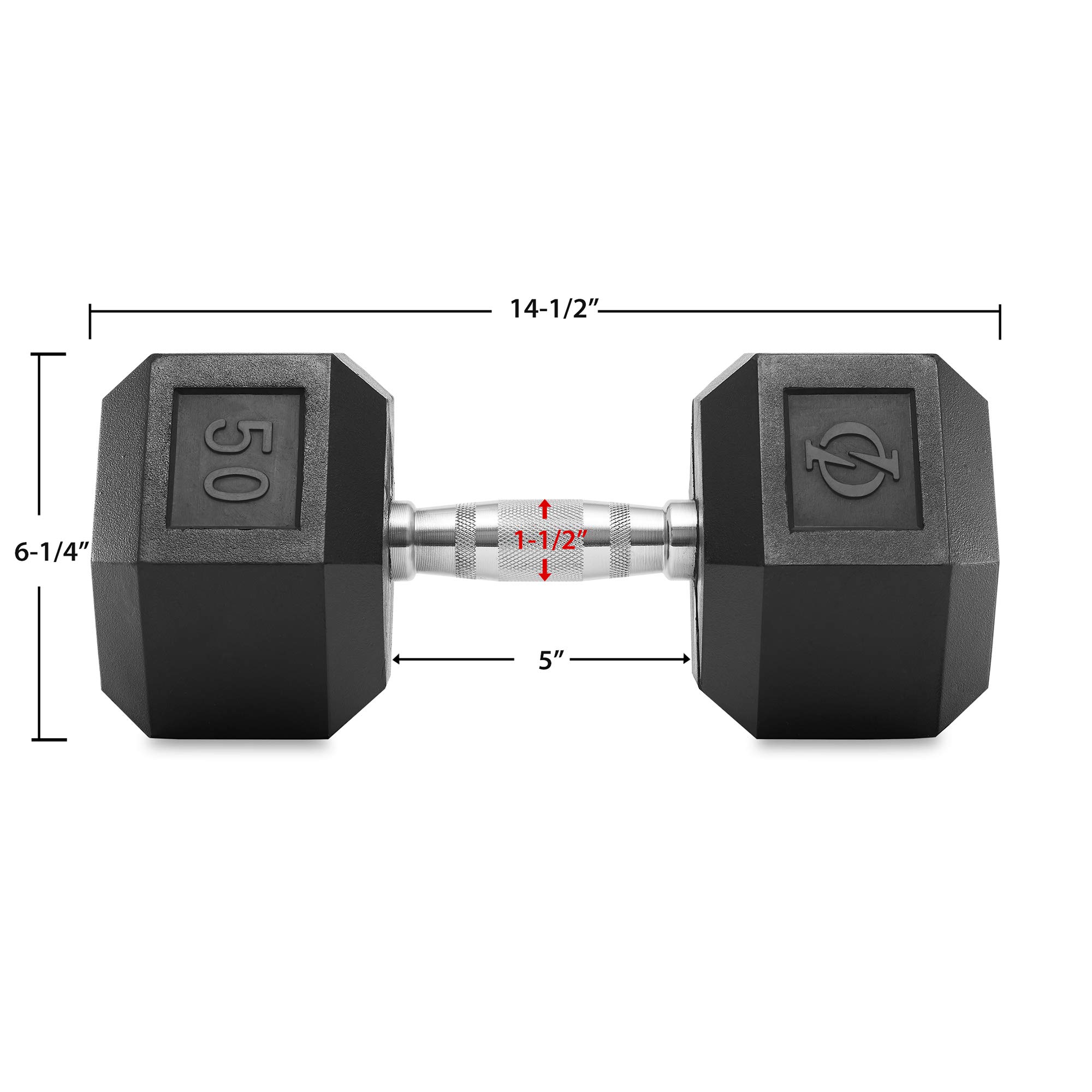 Rubber Coated Hex Dumbbell Set - 5-50lb Pairs for Home Gym, Strength Training & CrossFit Workouts | Non-Slip Grip, Durable Fitness Equipment for Men & Women