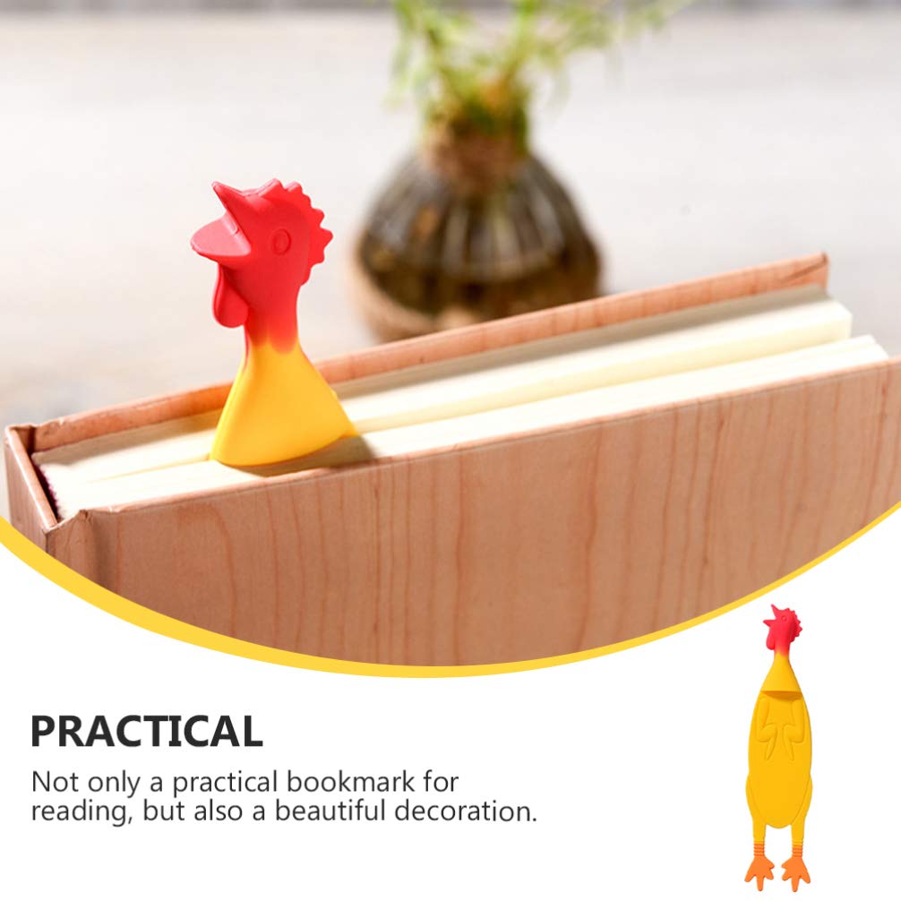 NUOBESTY Funny Screaming Chicken Bookmark - Plastic Animal Corner Bookmarks for Kids, Book Lovers & Gifts - Unique Novelty Reading Accessories for Children's Books, Gifts & School Supplies