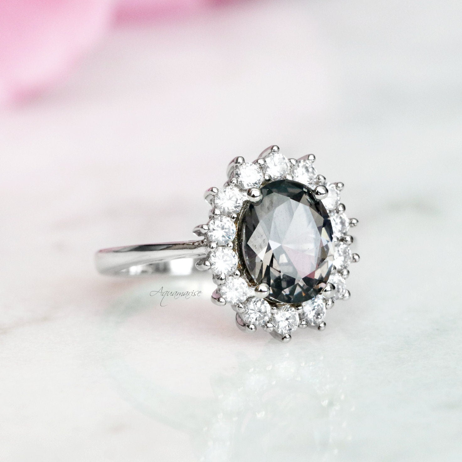 Diana Gray Diamond Ring - Sterling Silver 925 Women's Wedding Band, Elegant Promise Ring for Her - Perfect for Engagement, Anniversary & Special Occasions