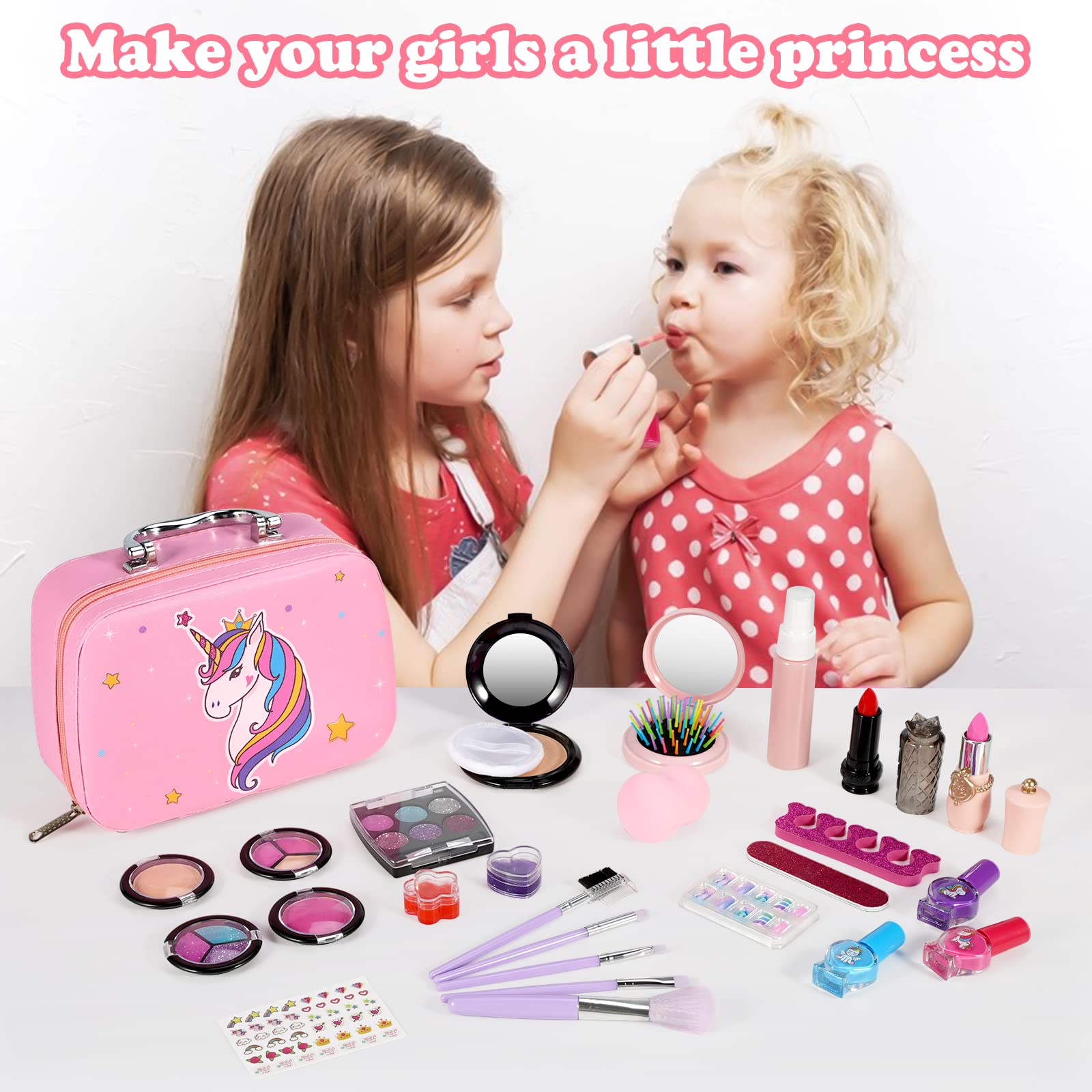 Washable Kids Makeup Kit - Princess Cosmetic Toys for Girls | Birthday Gift & Playtime Fun