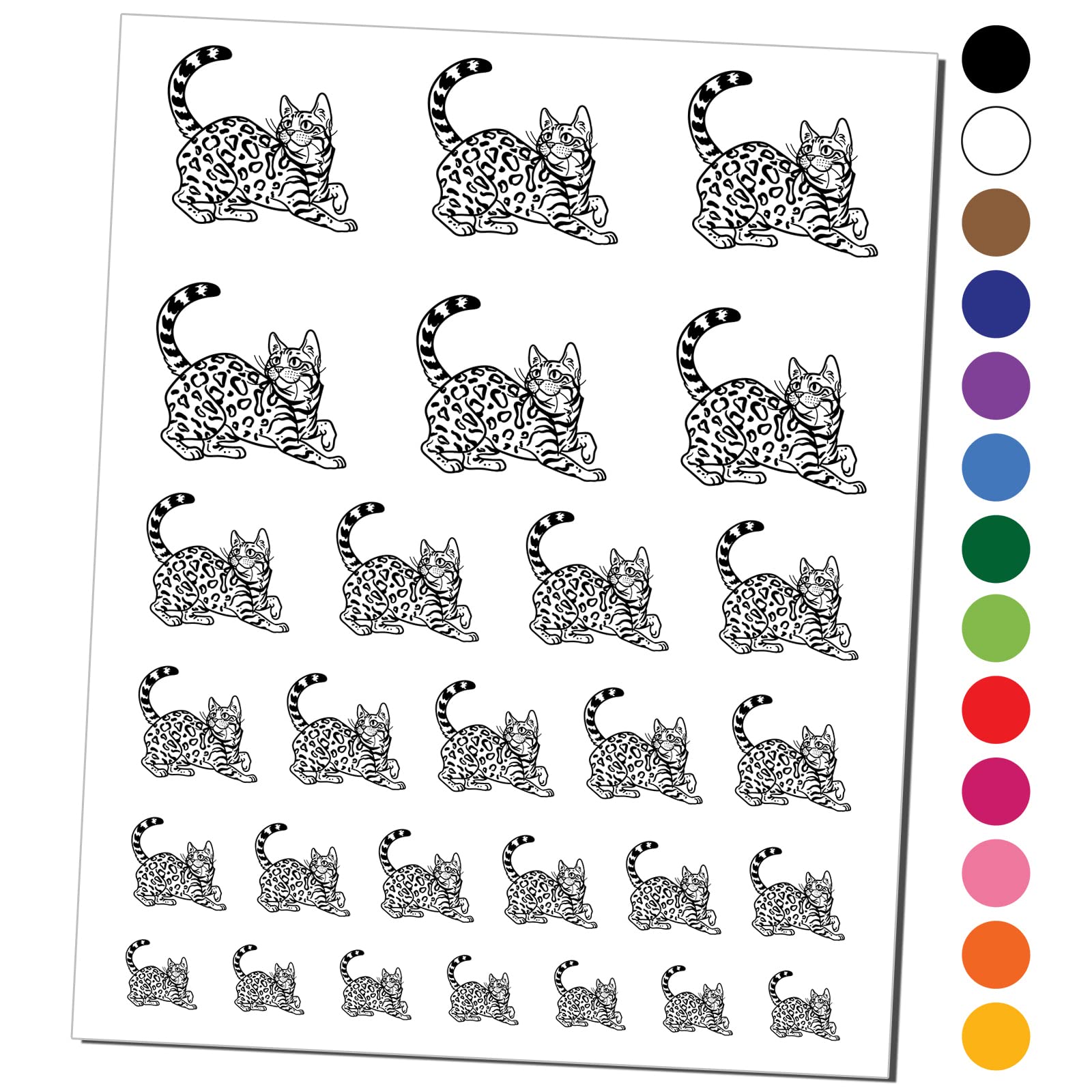 Waterproof Bengal Cat Temporary Tattoos - Fake Body Art Stickers for Kids & Adults (Black, 1 Sheet) - Perfect for Parties, Halloween Costumes & Animal Lovers